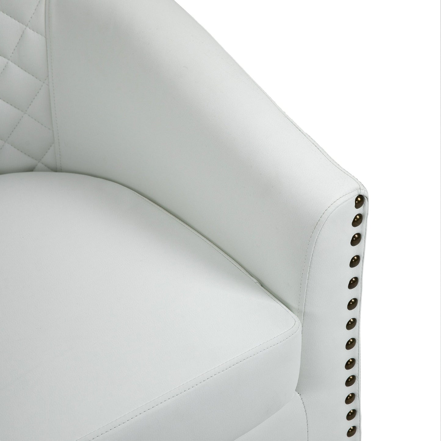 Lot de 2 chaises d'appoint tonneau en cuir vegan de 29 W avec garniture cloutée