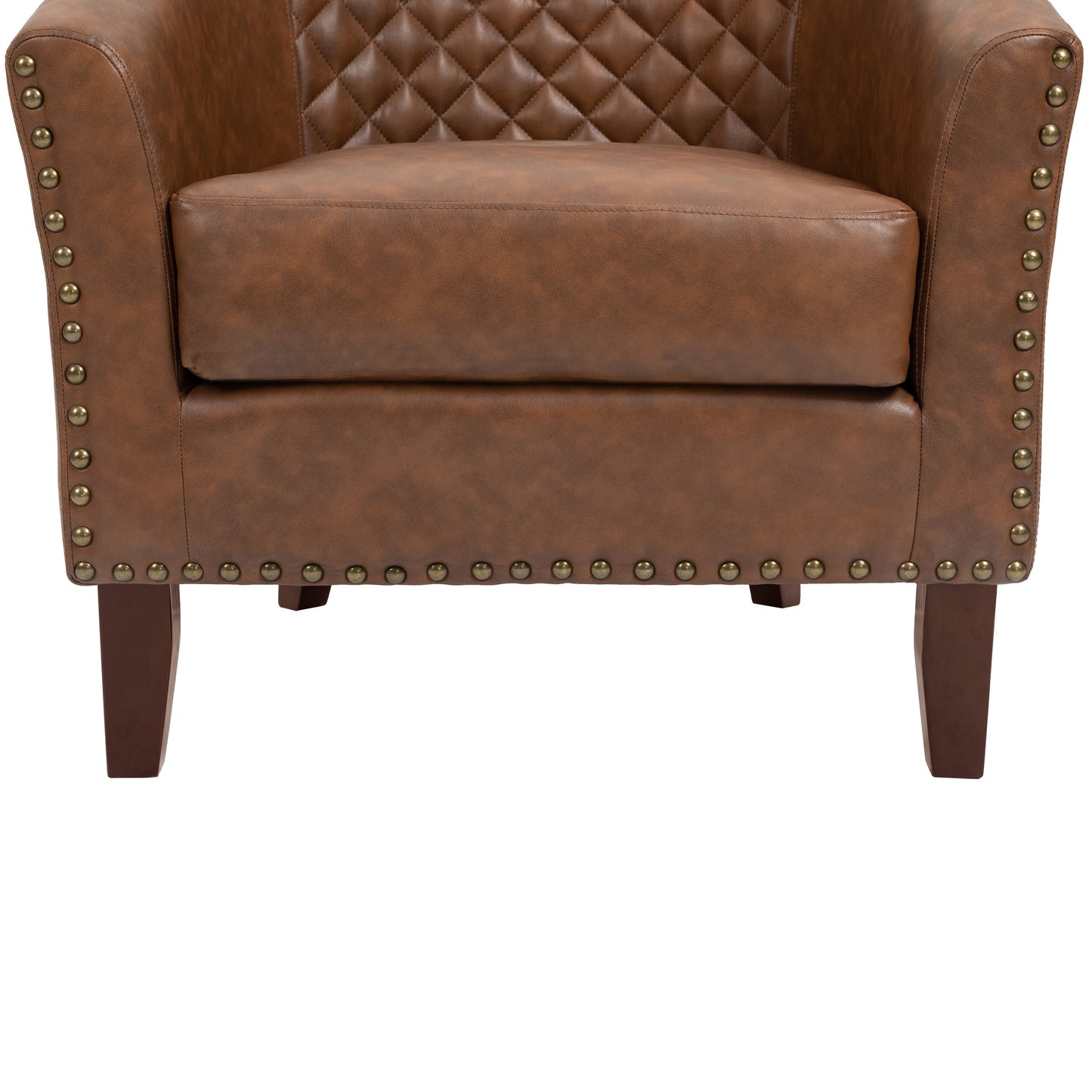 Lot de 2 chaises d'appoint tonneau en cuir vegan de 29 W avec garniture cloutée