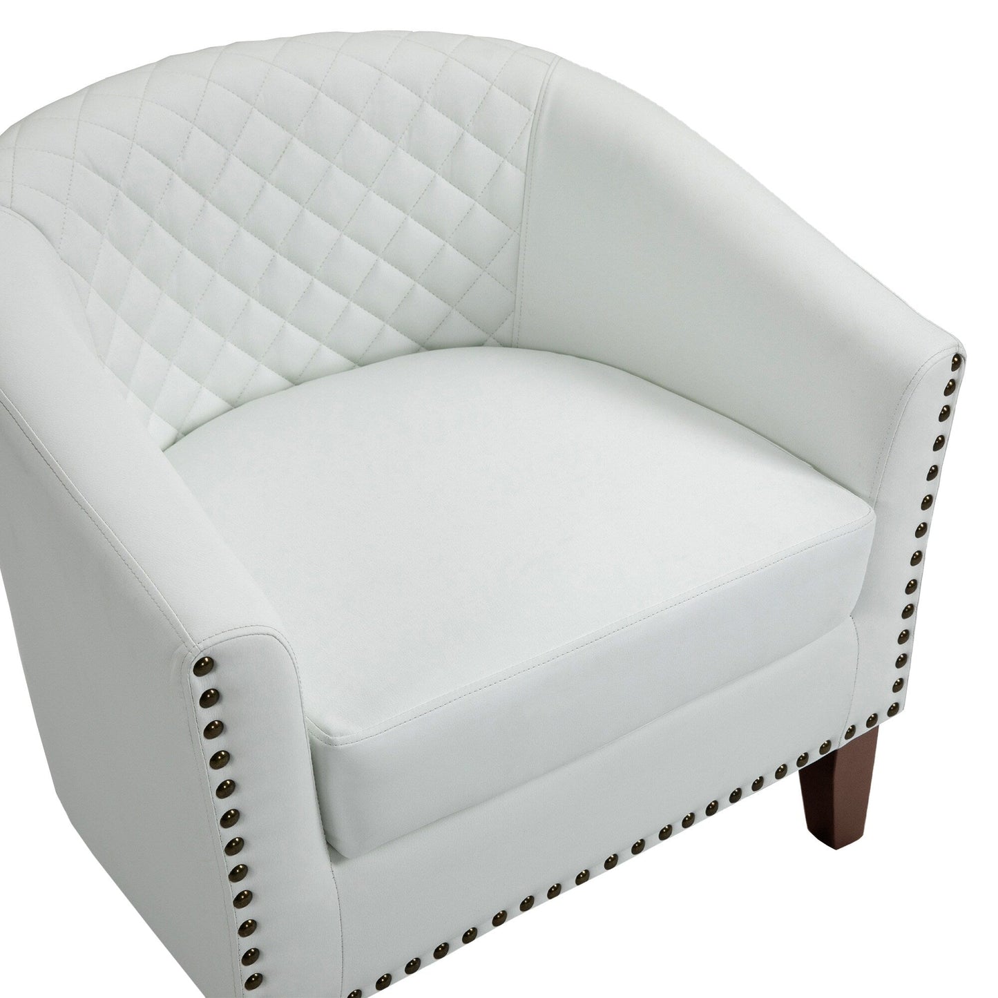 Lot de 2 chaises d'appoint tonneau en cuir vegan de 29 W avec garniture cloutée