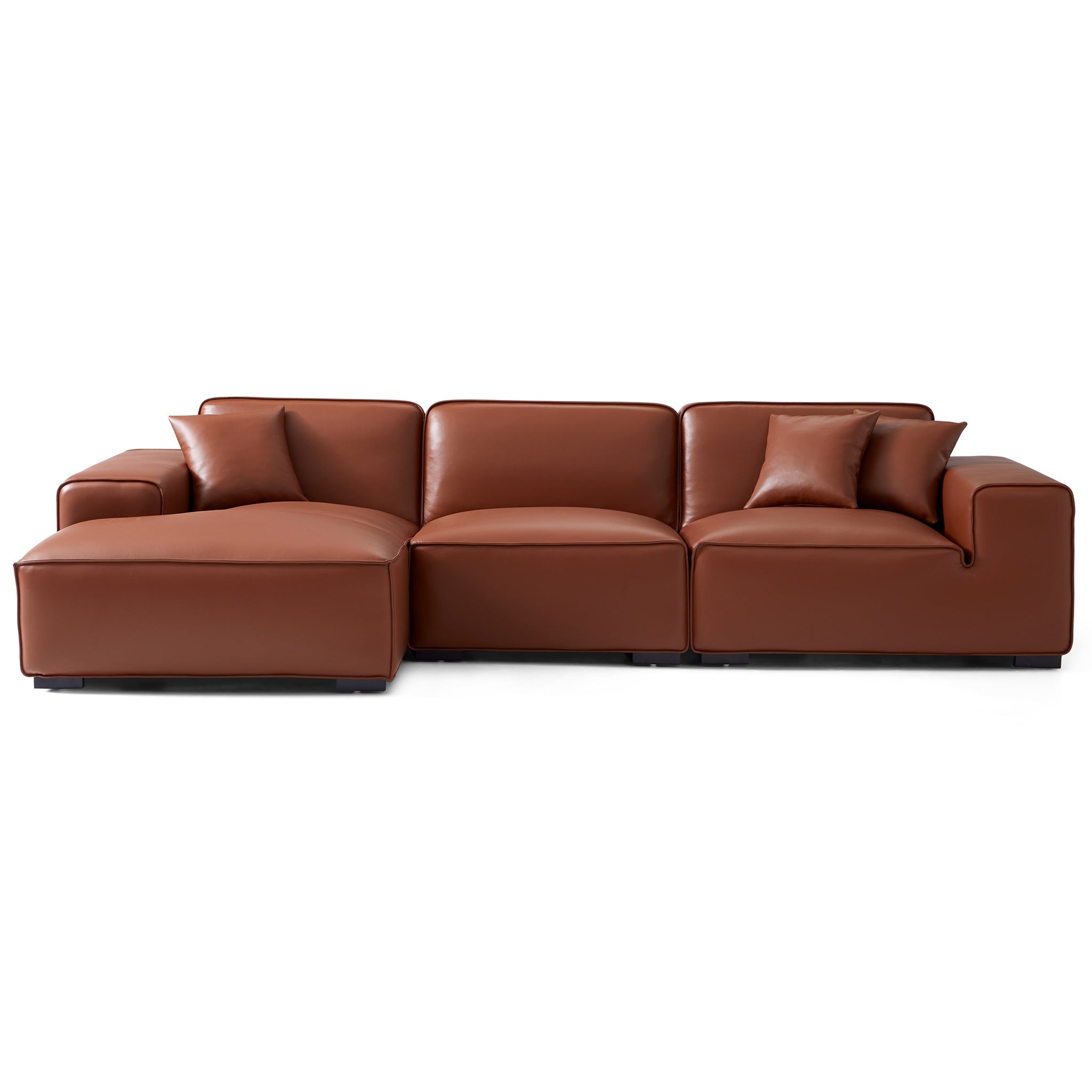 Domus Modular Beige Leather Sectional Sofa