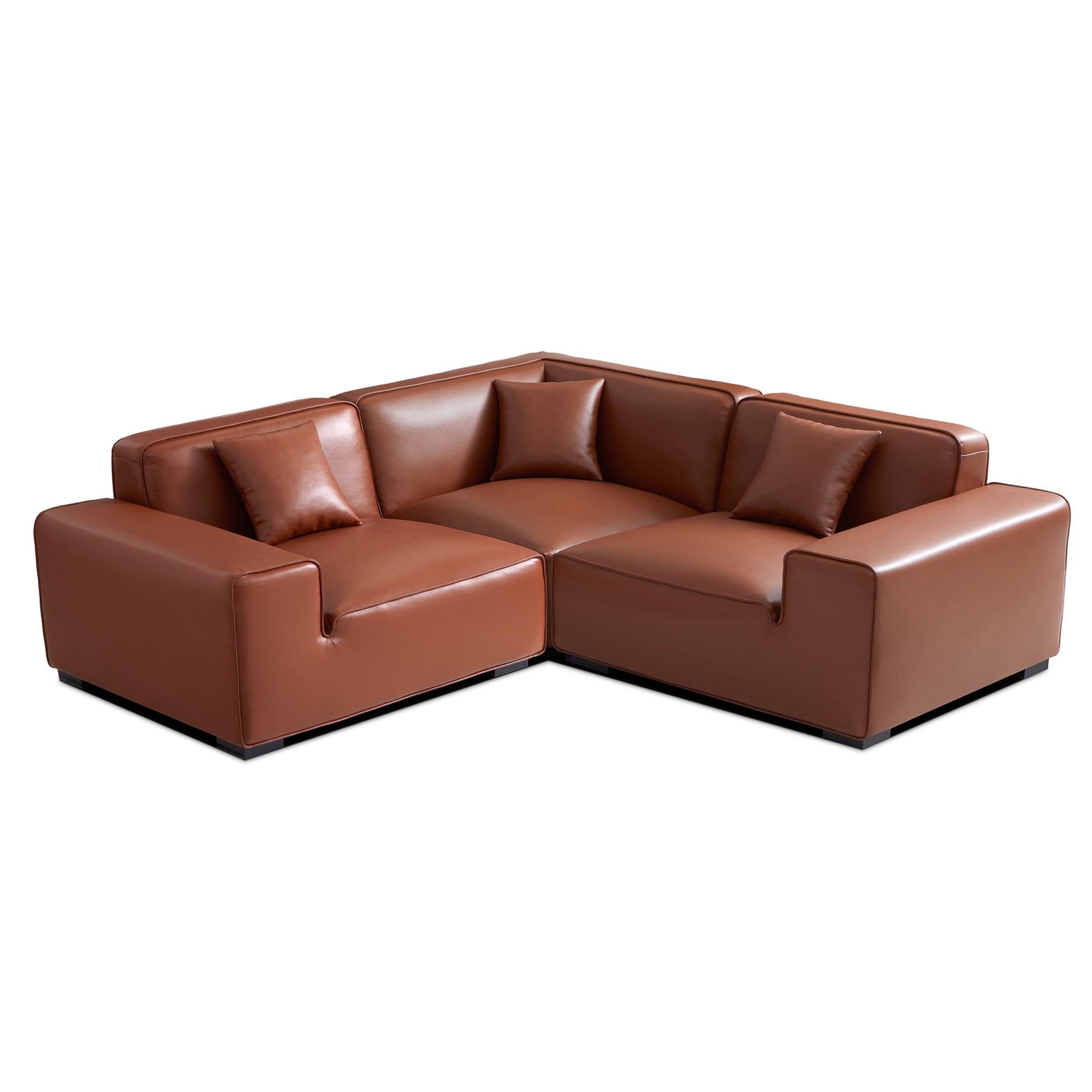 Domus Modular Black Leather L-Shaped Sectional