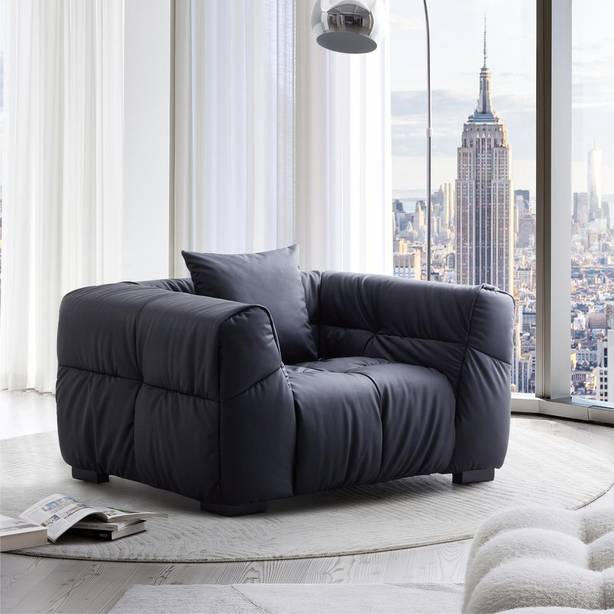 Boba Black Leathaire Armchair