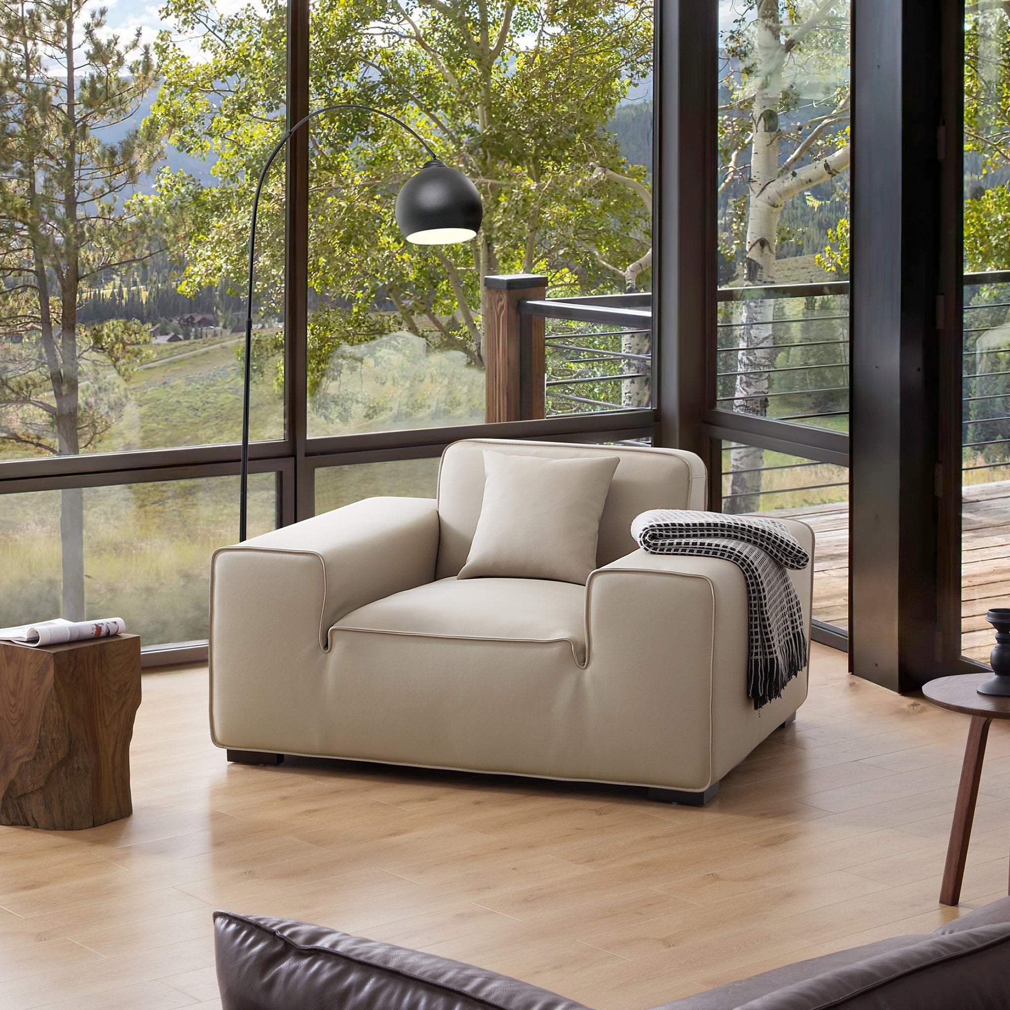 Domus Modular Beige Leather Armchair