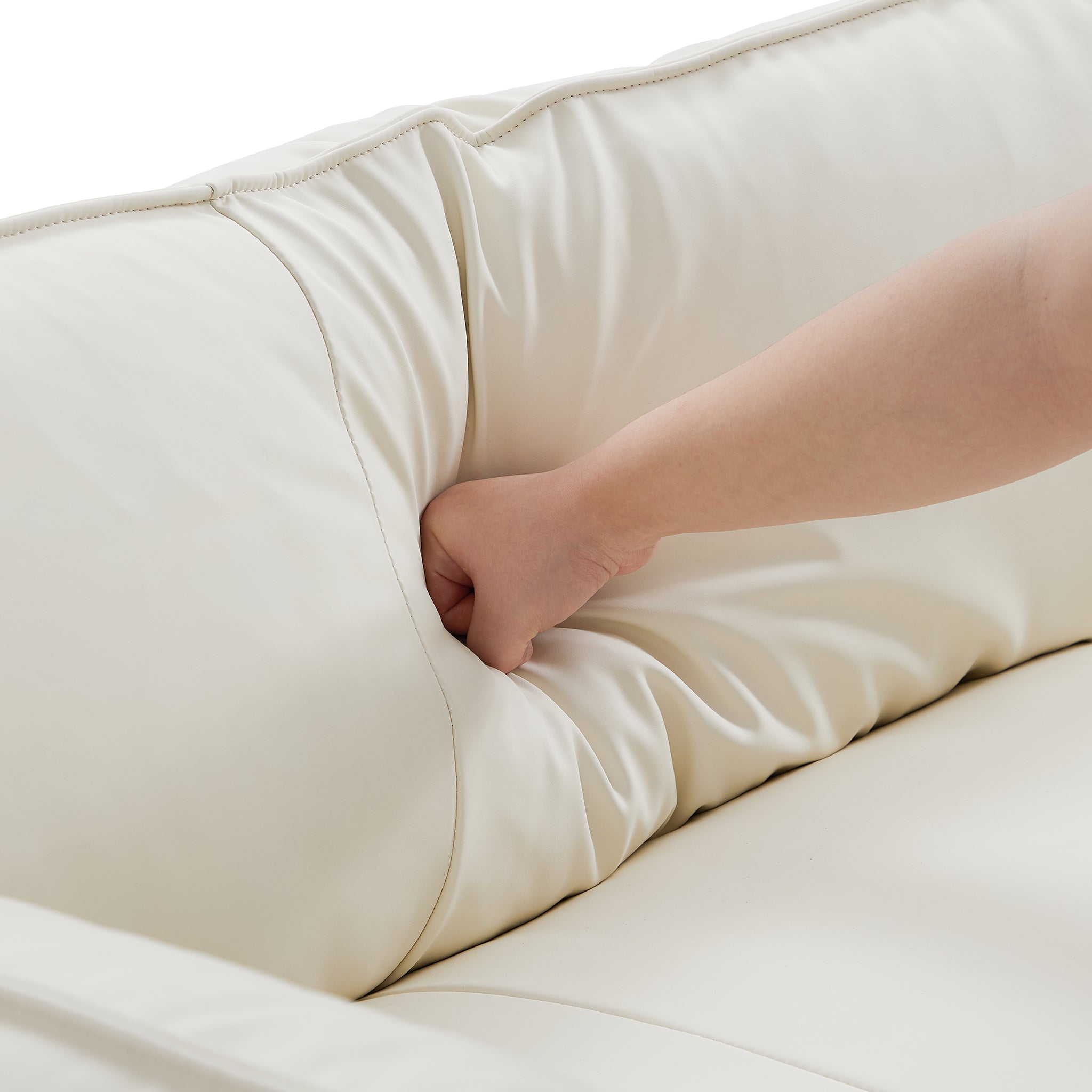 Vanilla White Leather Sofa
