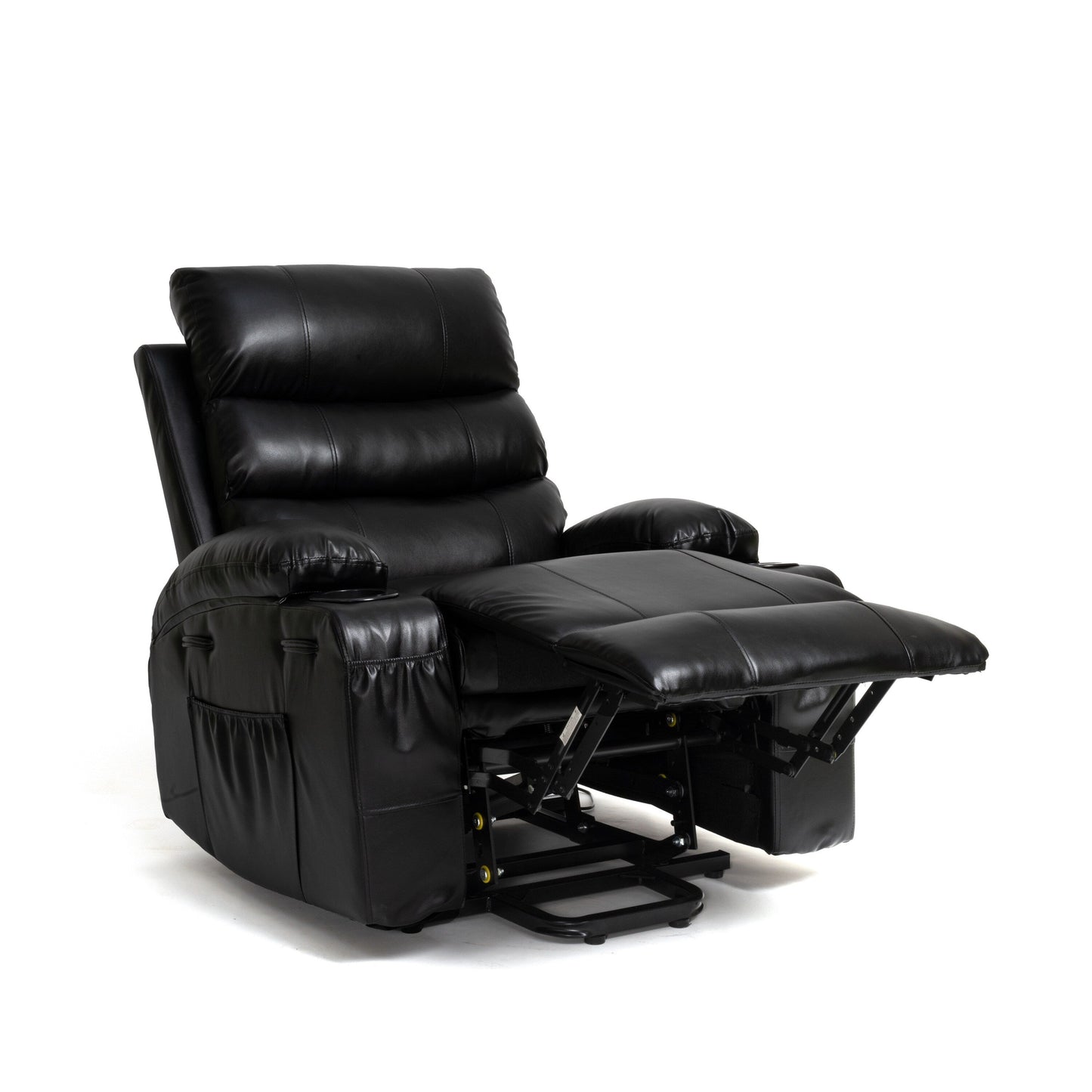 Fauteuil inclinable électrique de grande taille 21 W, massage par vibrations à 8 points et chauffage lombaire, télécommande, poches latérales, porte-gobelets