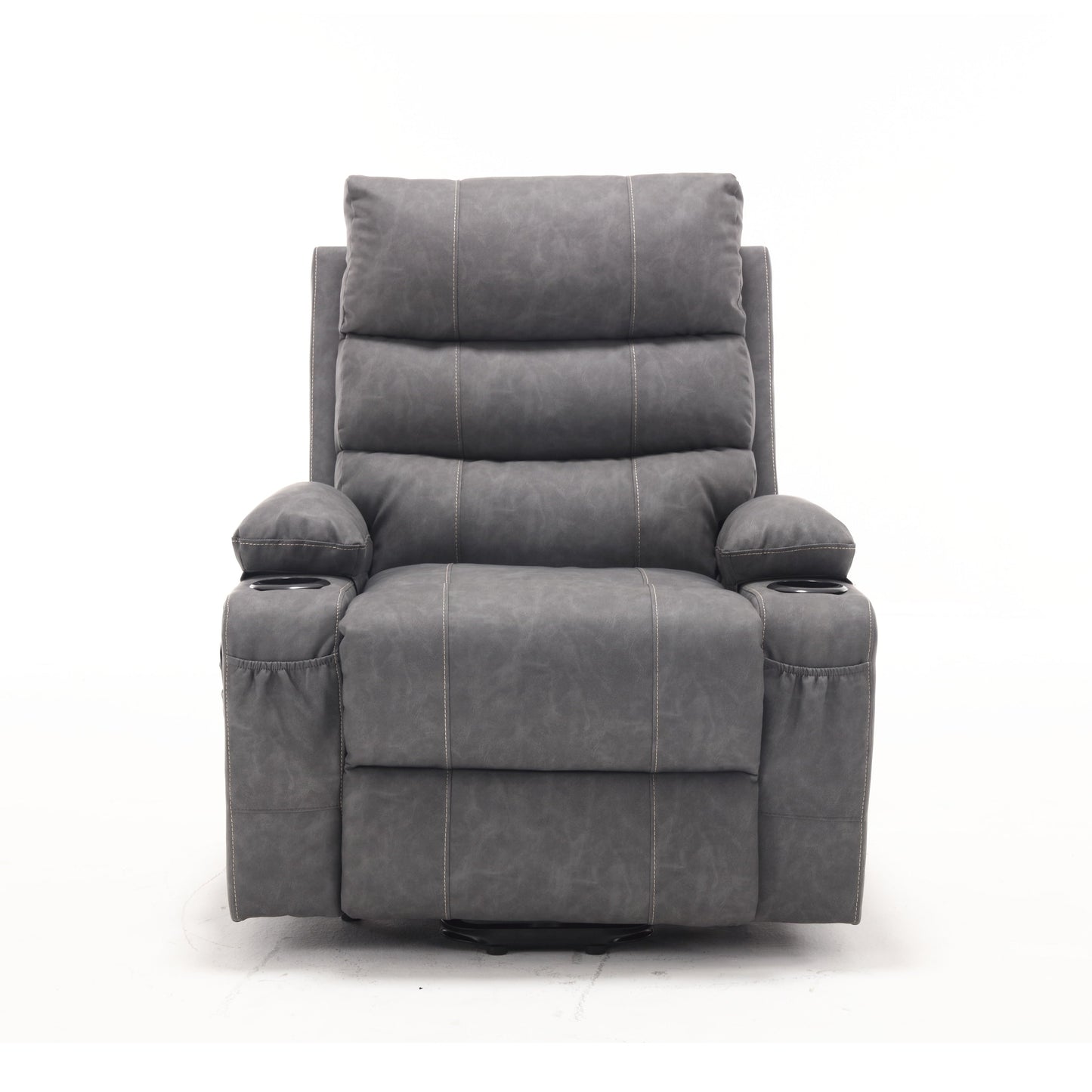Fauteuil inclinable électrique de grande taille 21 W, massage par vibrations à 8 points et chauffage lombaire, télécommande, poches latérales, porte-gobelets