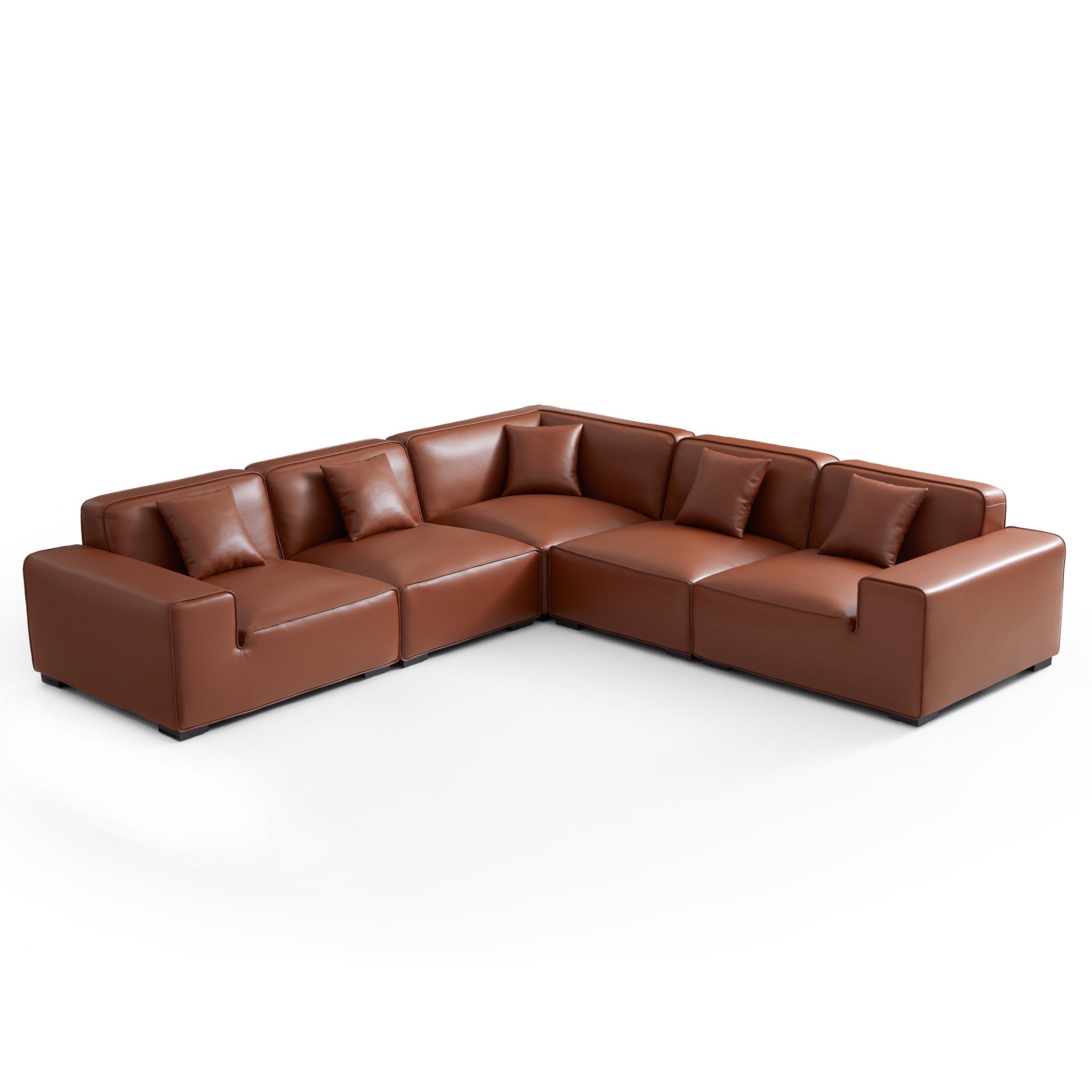 Domus Modular Brown Leather L-Shaped Sectional