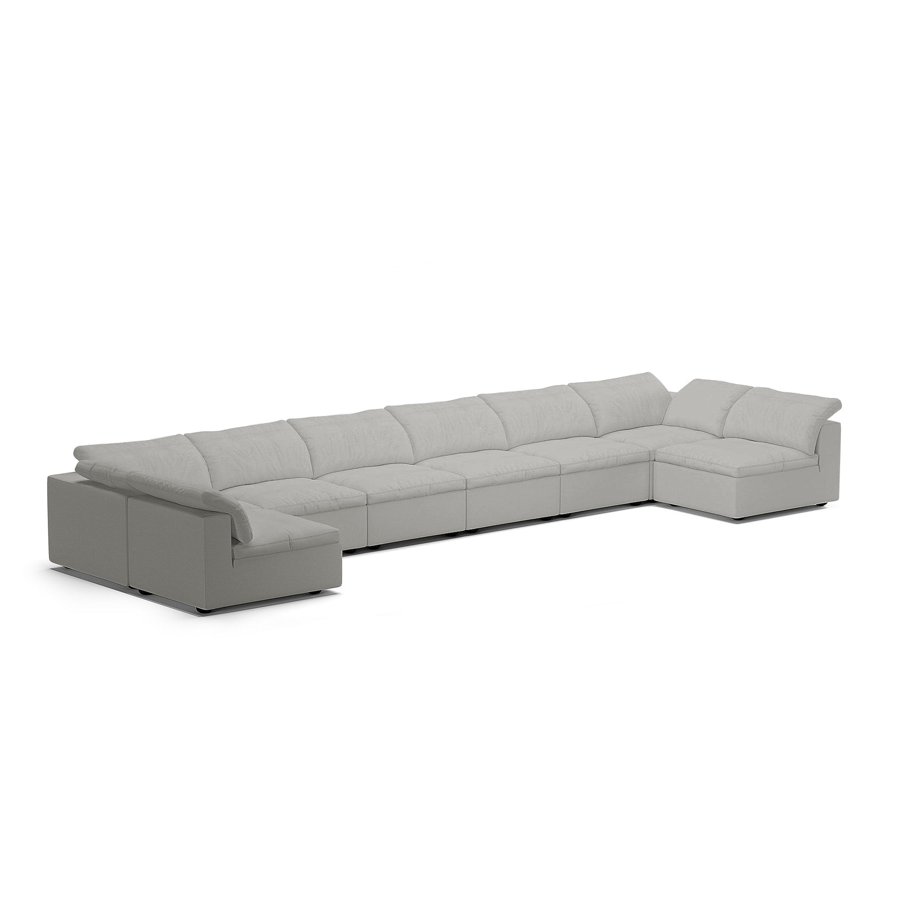 Tender Wabi-Sabi Gray U-Shaped Sectional with Open Ends