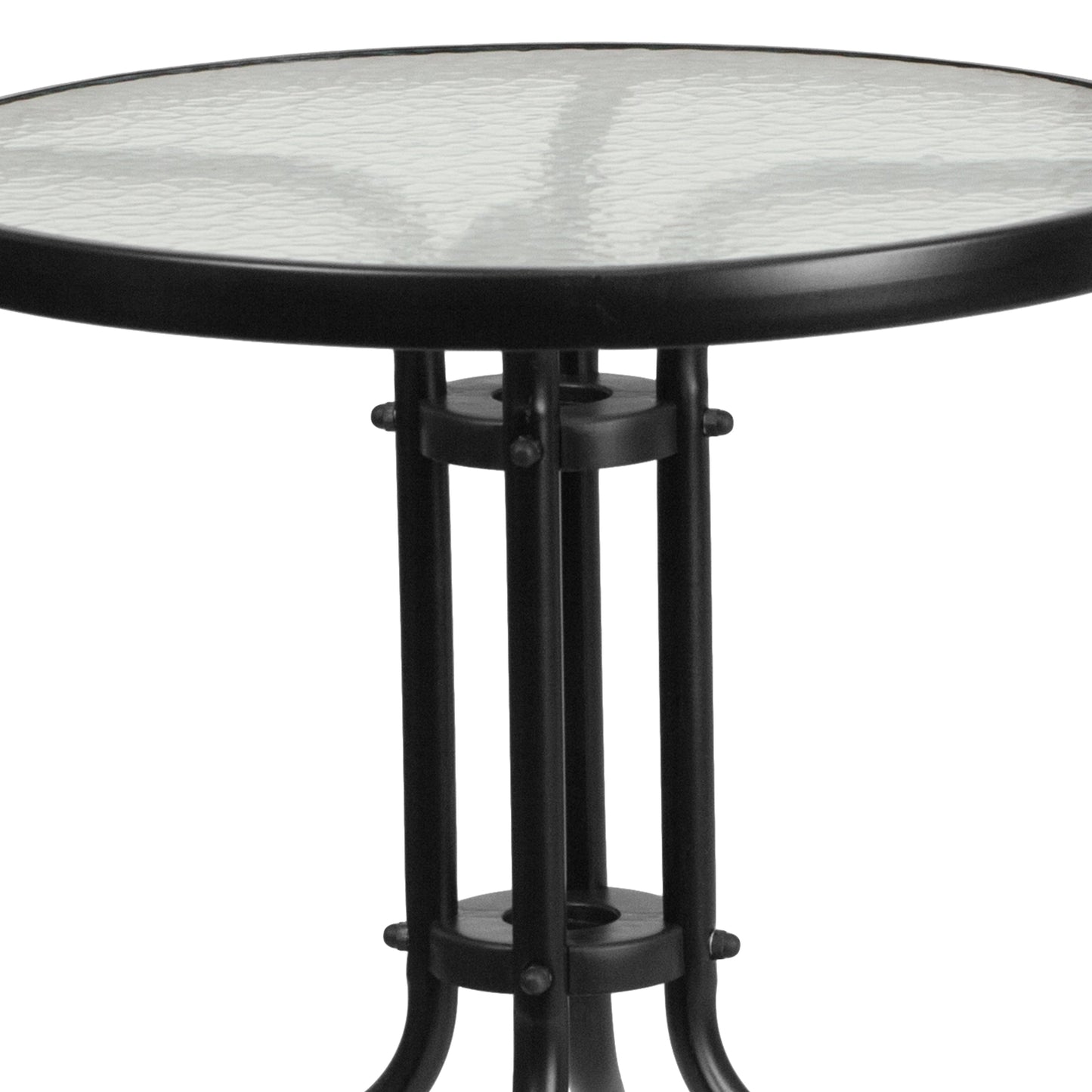 Ensemble de table de patio ronde en verre pour intérieur/extérieur avec base en X et 2 chaises – 23,75 L x 23,75 P x 28 H