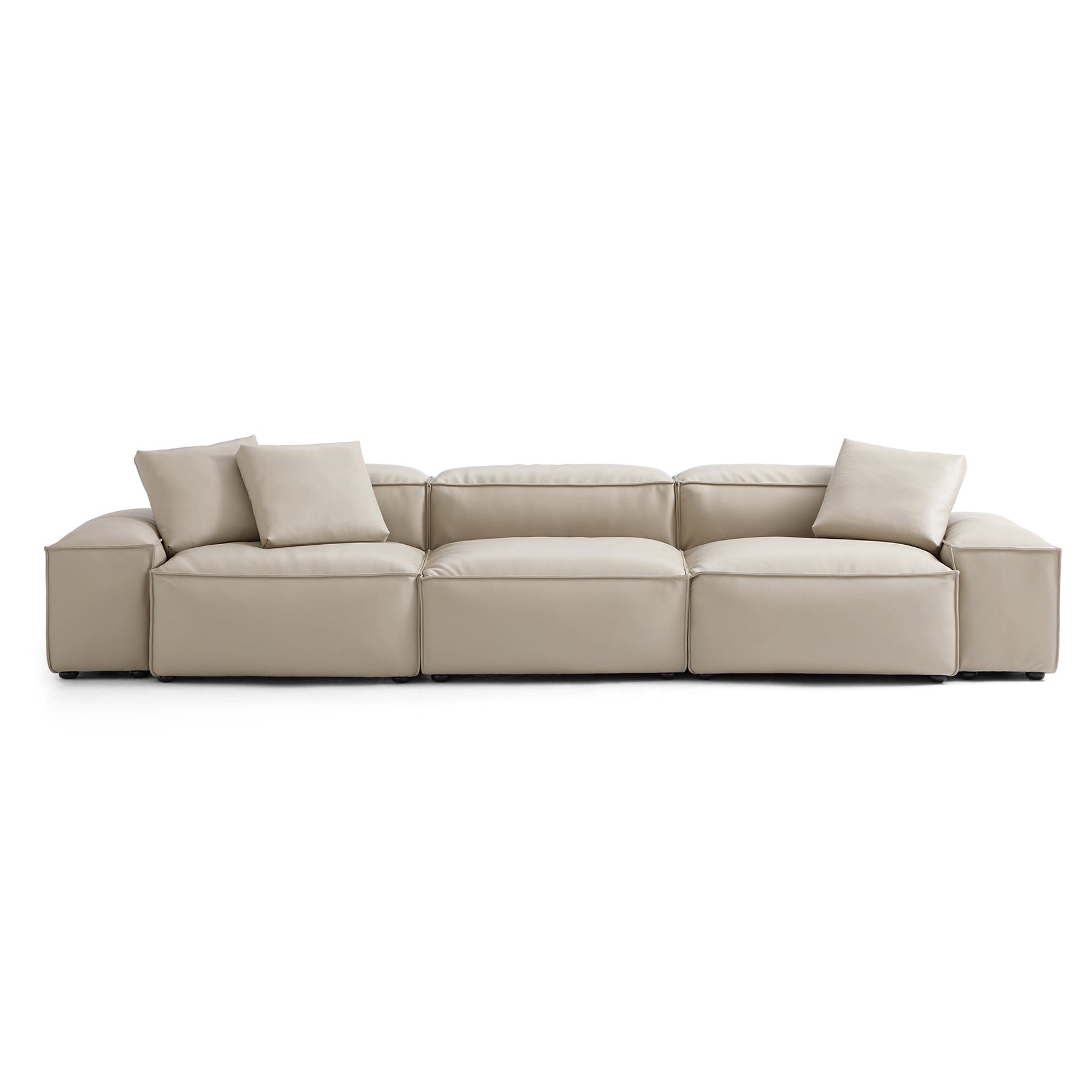 Cube Modular Beige Genuine Leather Sofa
