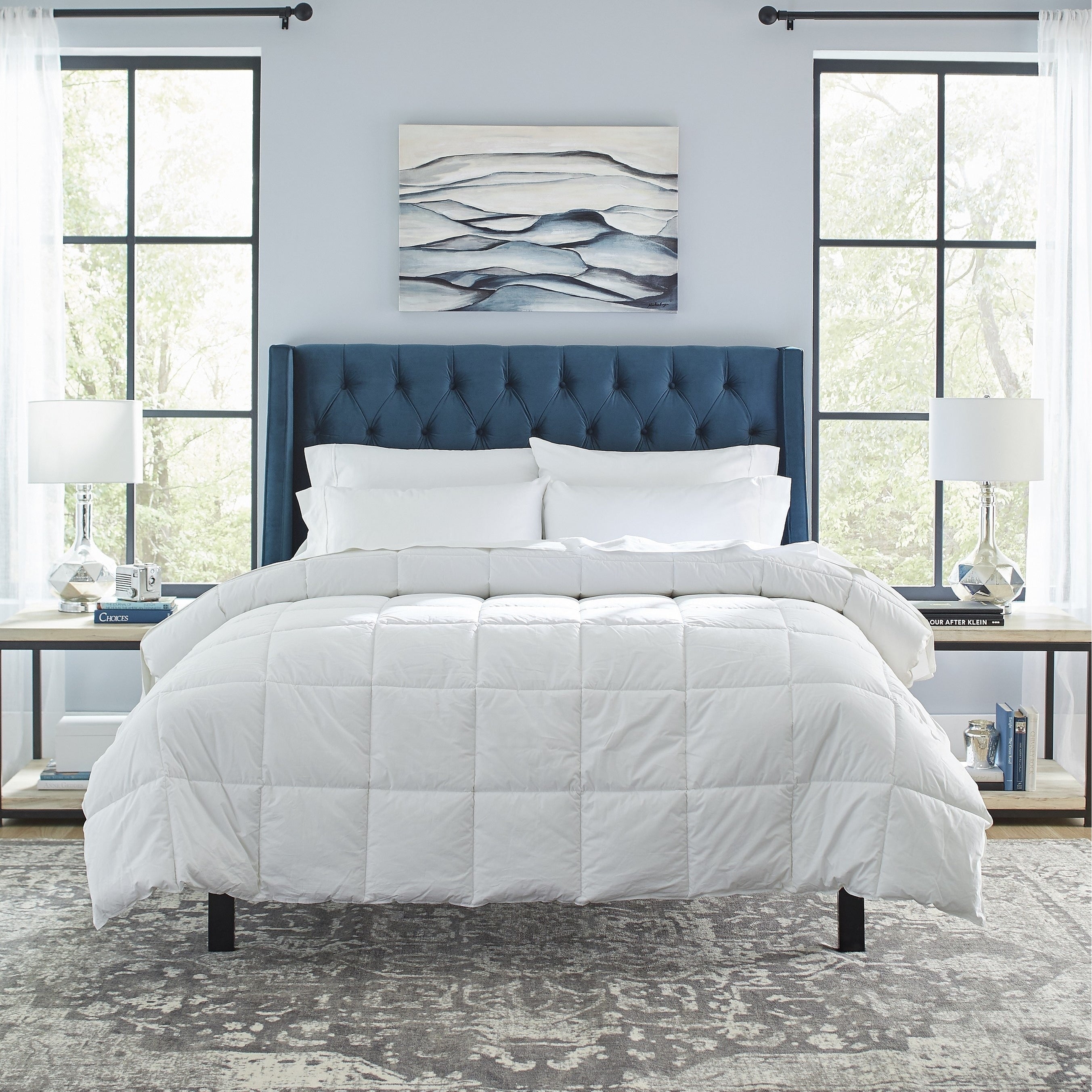 Couette Pointehaven de luxe en percale 100 % coton respirant, 240 fils au pouce carré, alternative au duvet