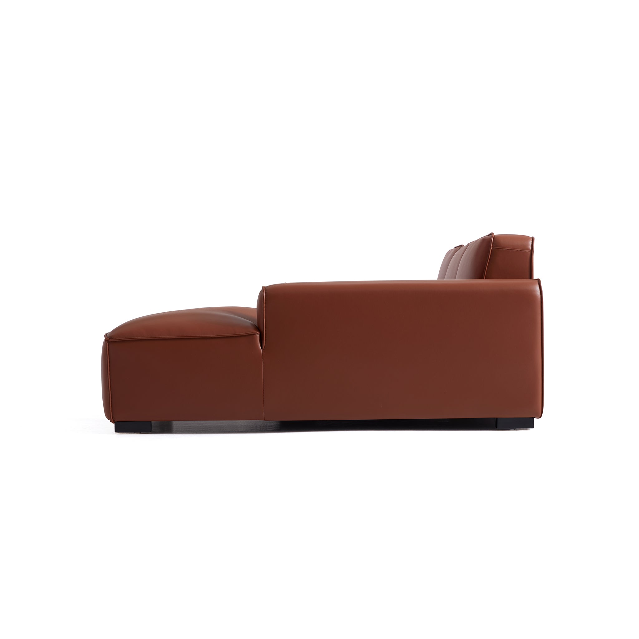 Domus Modular Brown Leather Double Chaise Sectional