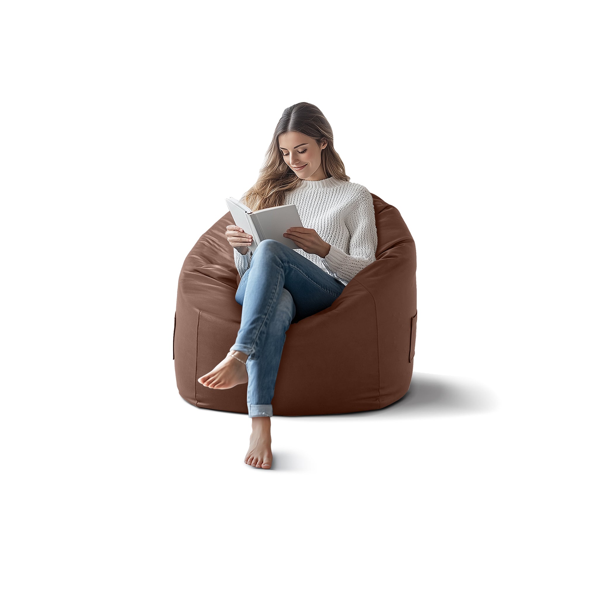Pouf Litton en cuir gris