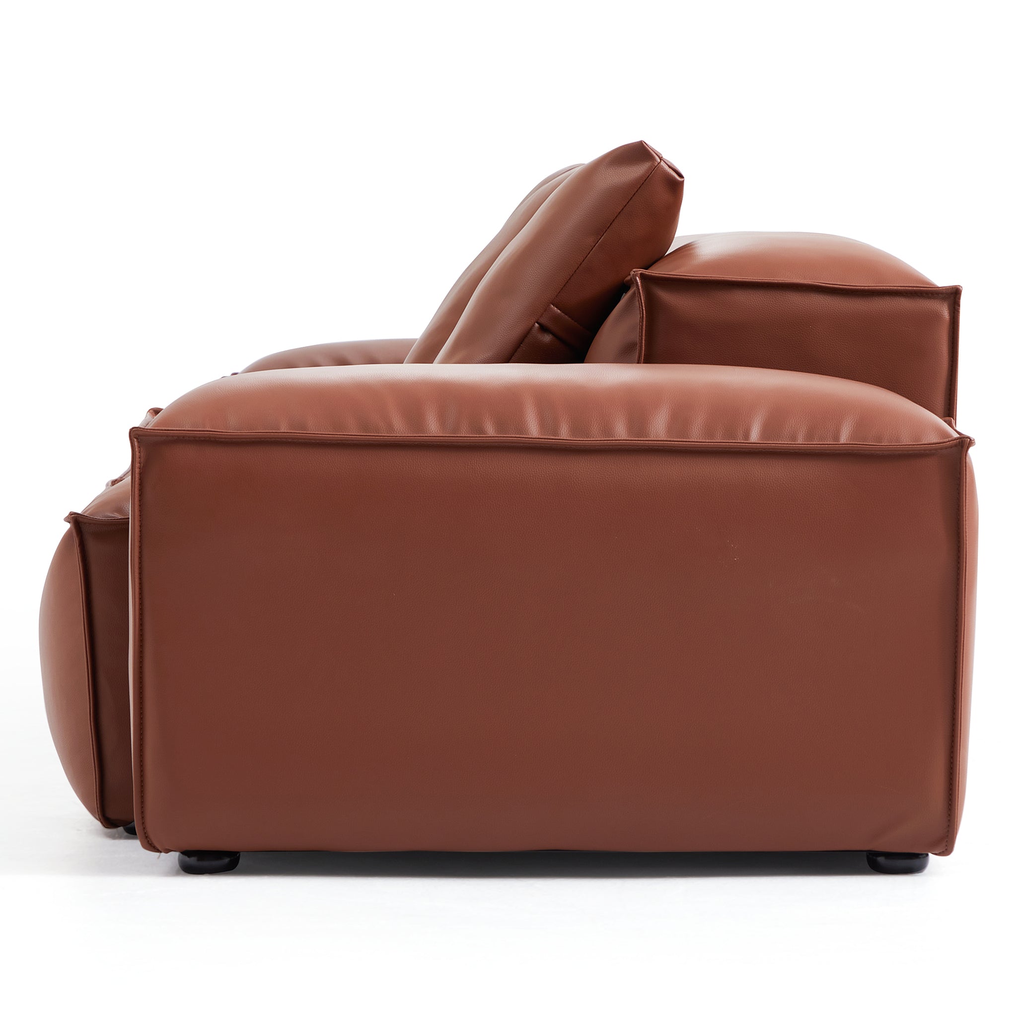 Cube Modular Khaki Genuine Leather Sofa