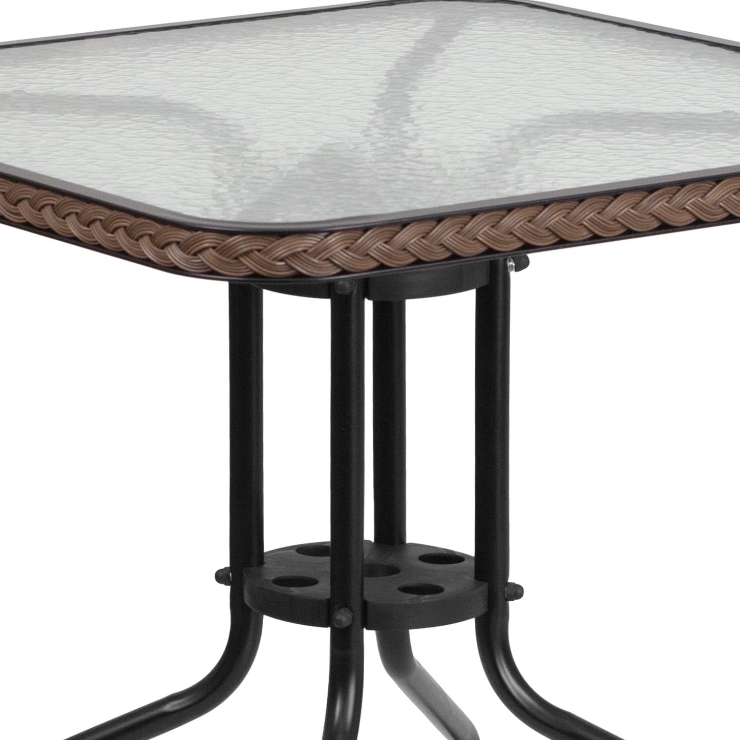 Ensemble de 5 tables carrées et chaises en rotin pour patio intérieur/extérieur - 28 L x 28 P x 28 H