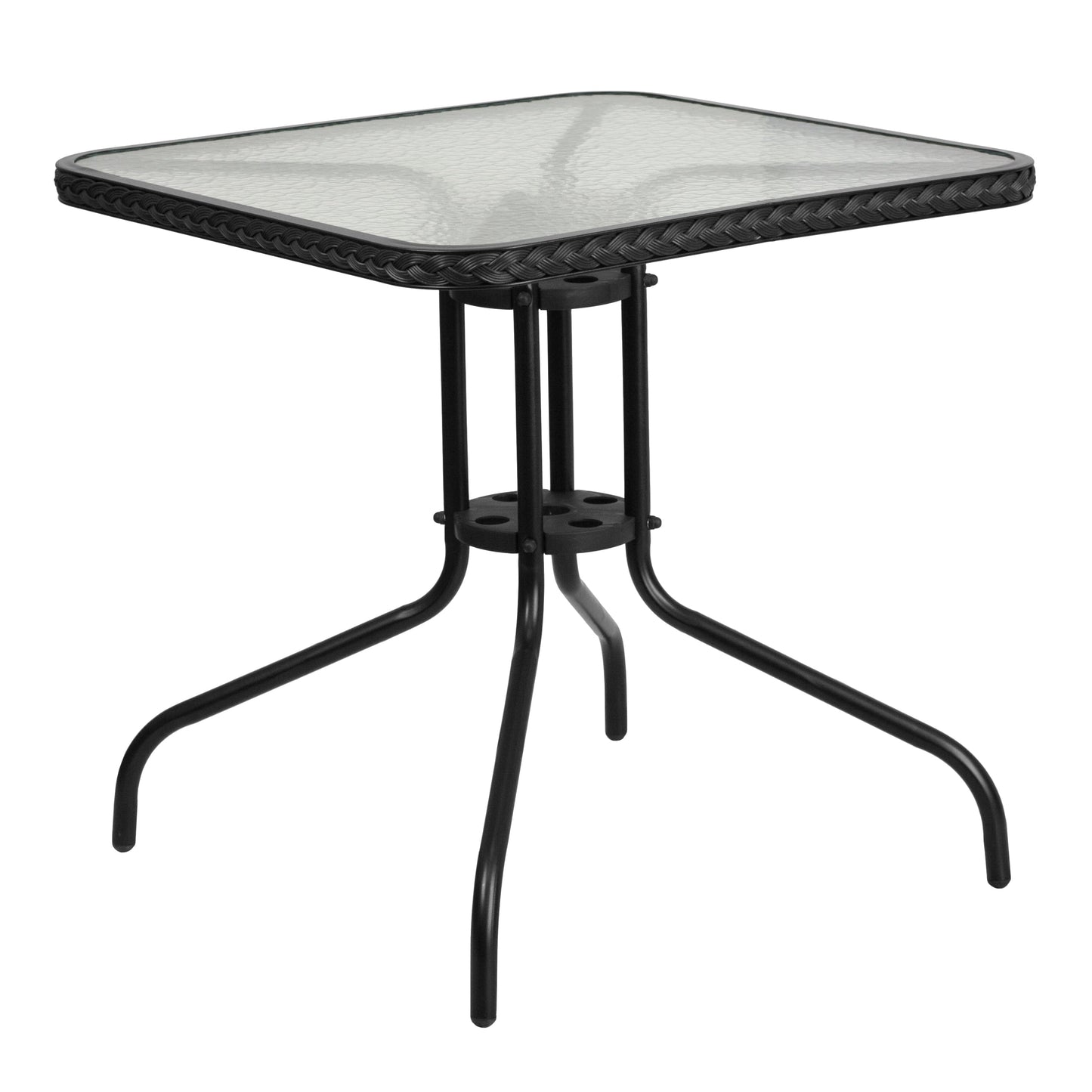Ensemble de 5 tables carrées et chaises en rotin pour patio intérieur/extérieur - 28 L x 28 P x 28 H