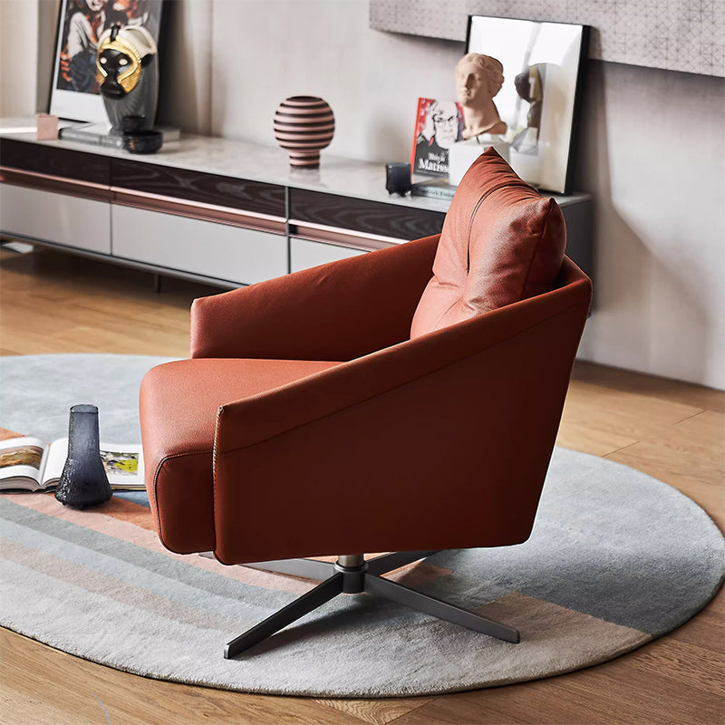 Flamingo Red Fabric Swivel Accent Chair