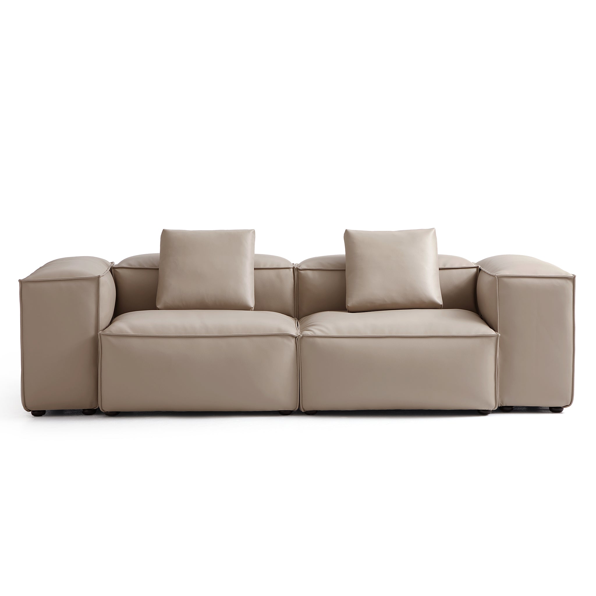 Cube Modular Beige Genuine Leather Sofa