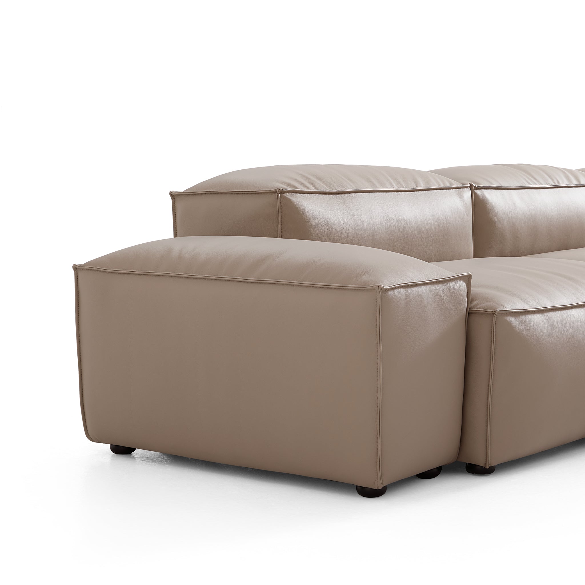 Cube Modular Beige Genuine Leather Sectional