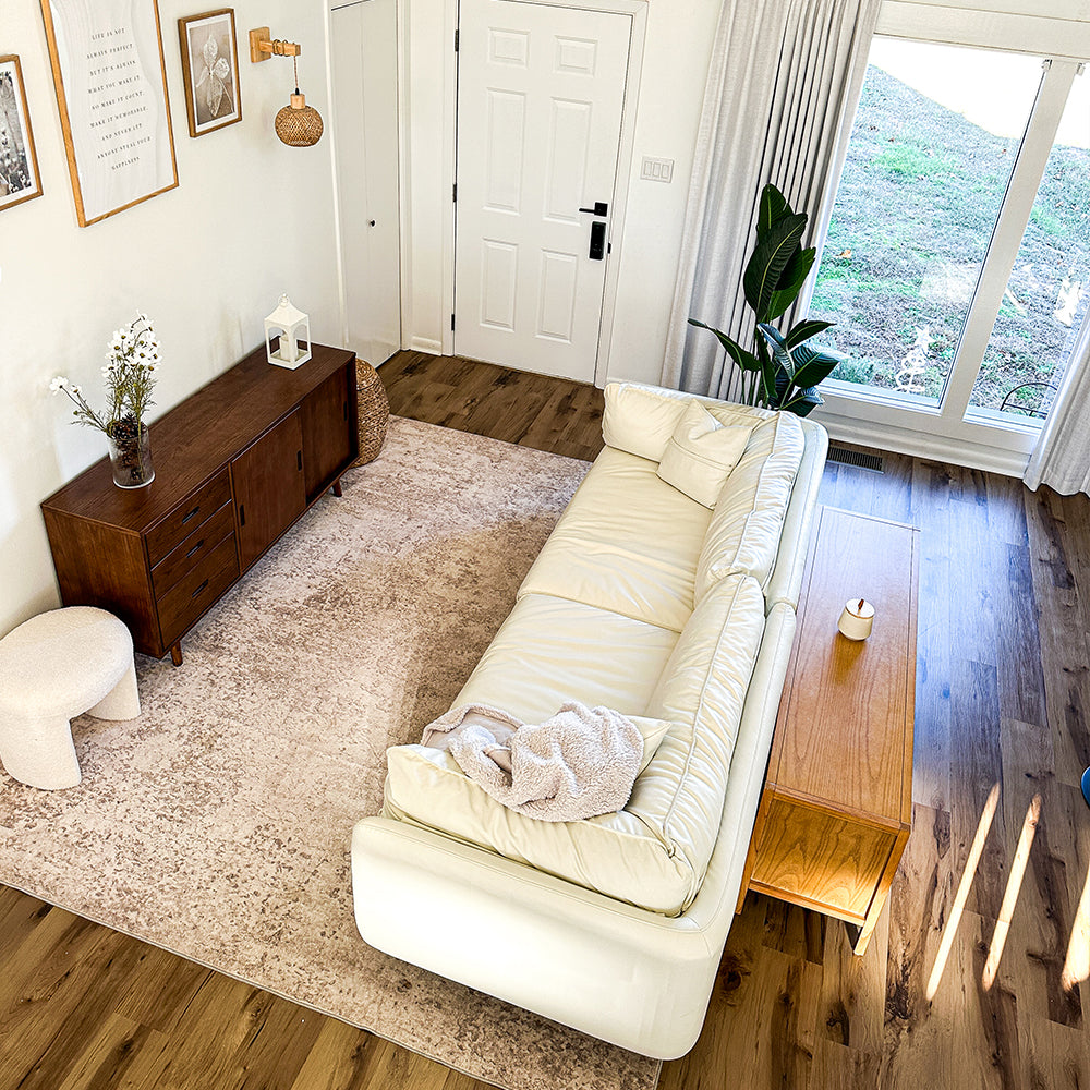 Vanilla White Leather Sofa