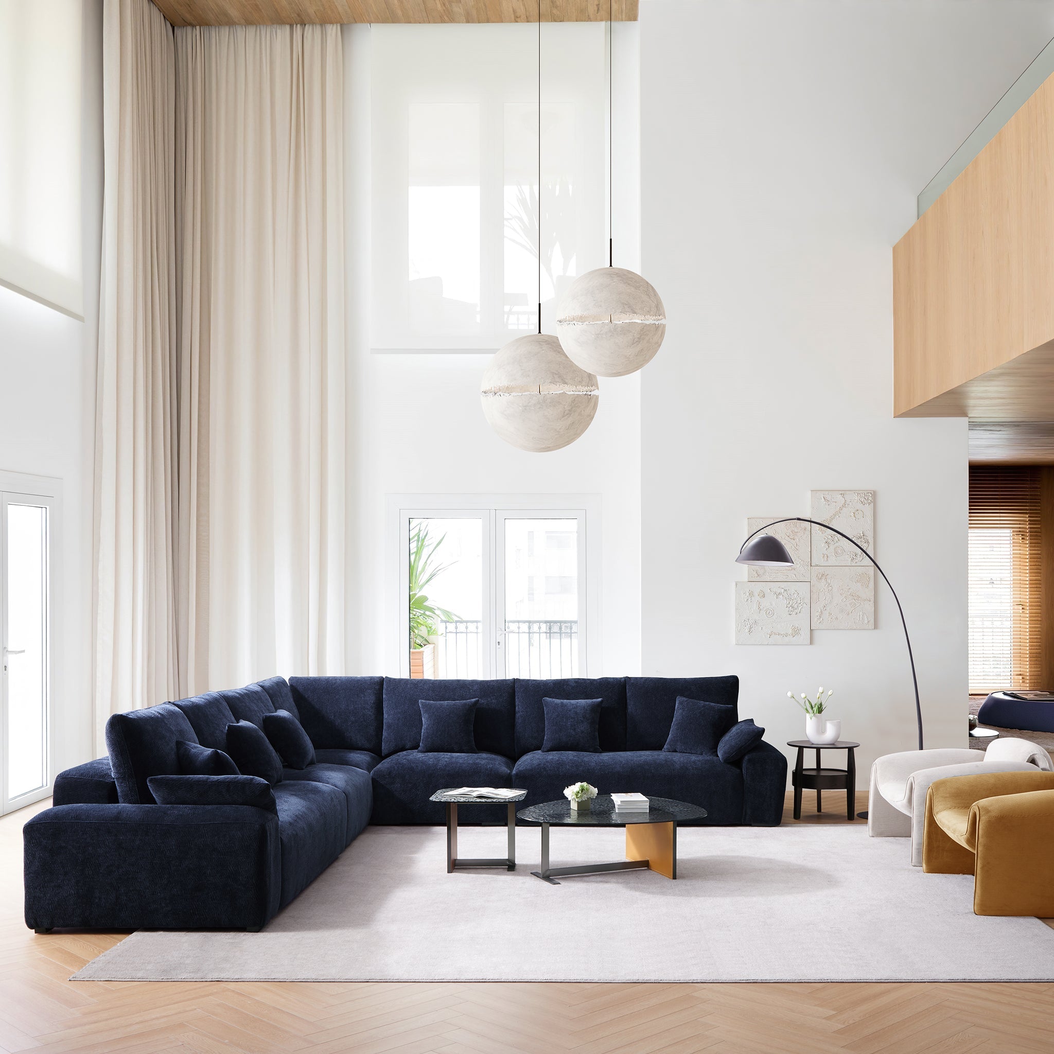 The Empress Navy Blue Corner Sectional