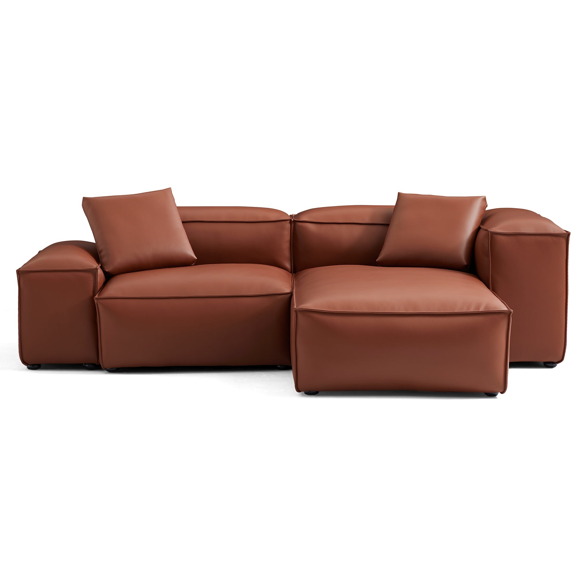 Cube Modular Black Genuine Leather Sectional