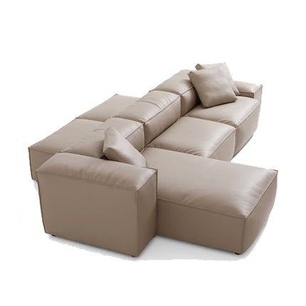 Cube Modular Dark Gray Genuine Leather Double-Sided Sectional