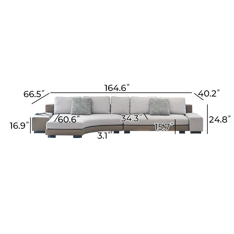 Arles Curved Gray Fabric Sectional