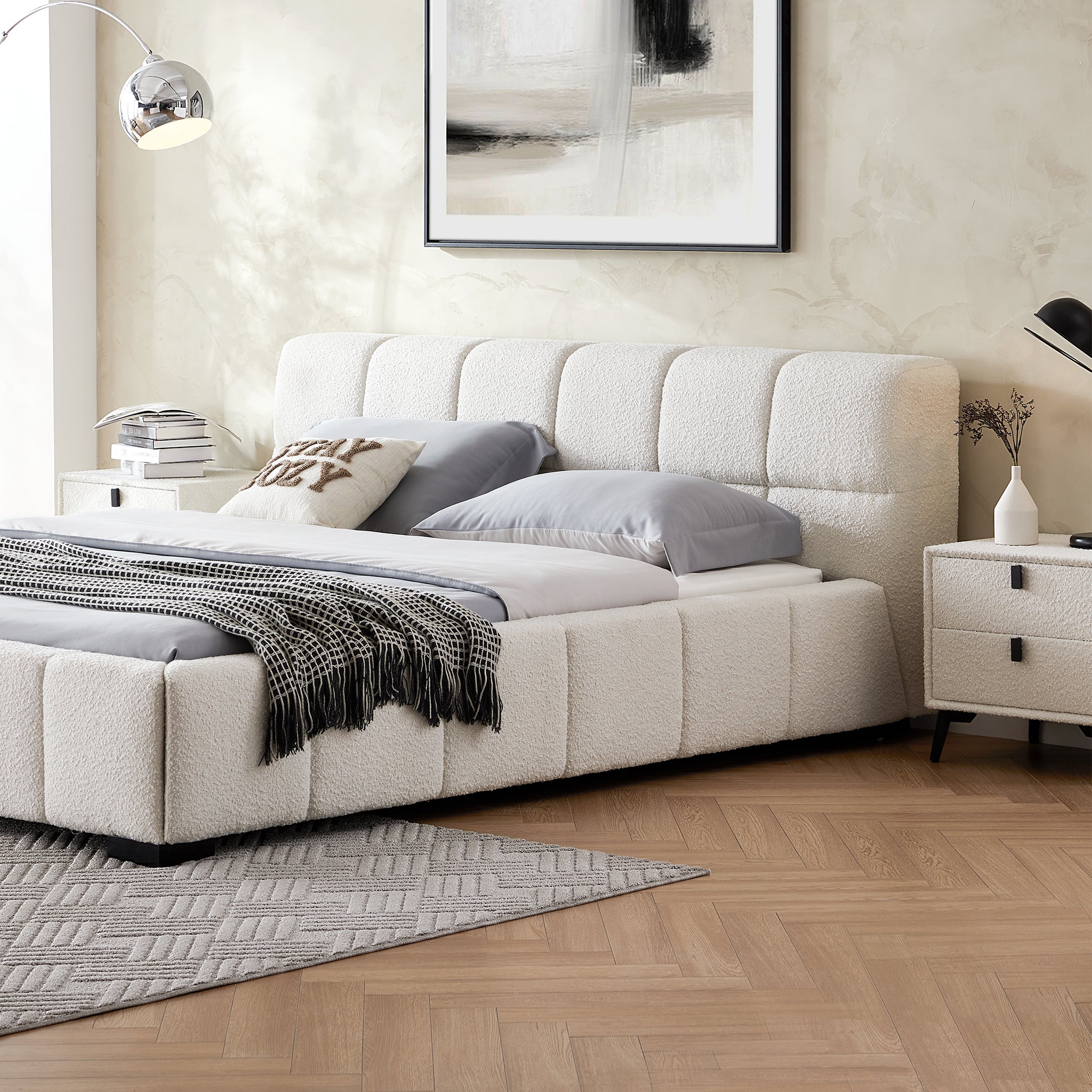 Cushy Boucle Fabric Bed