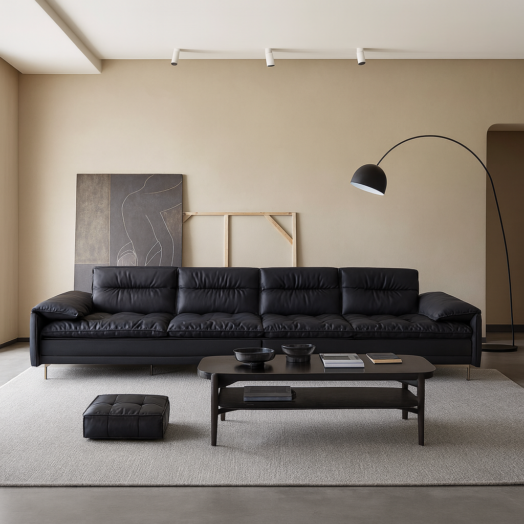 Lewis Adjustable Backrest Ultra-Wide Leather Sofa