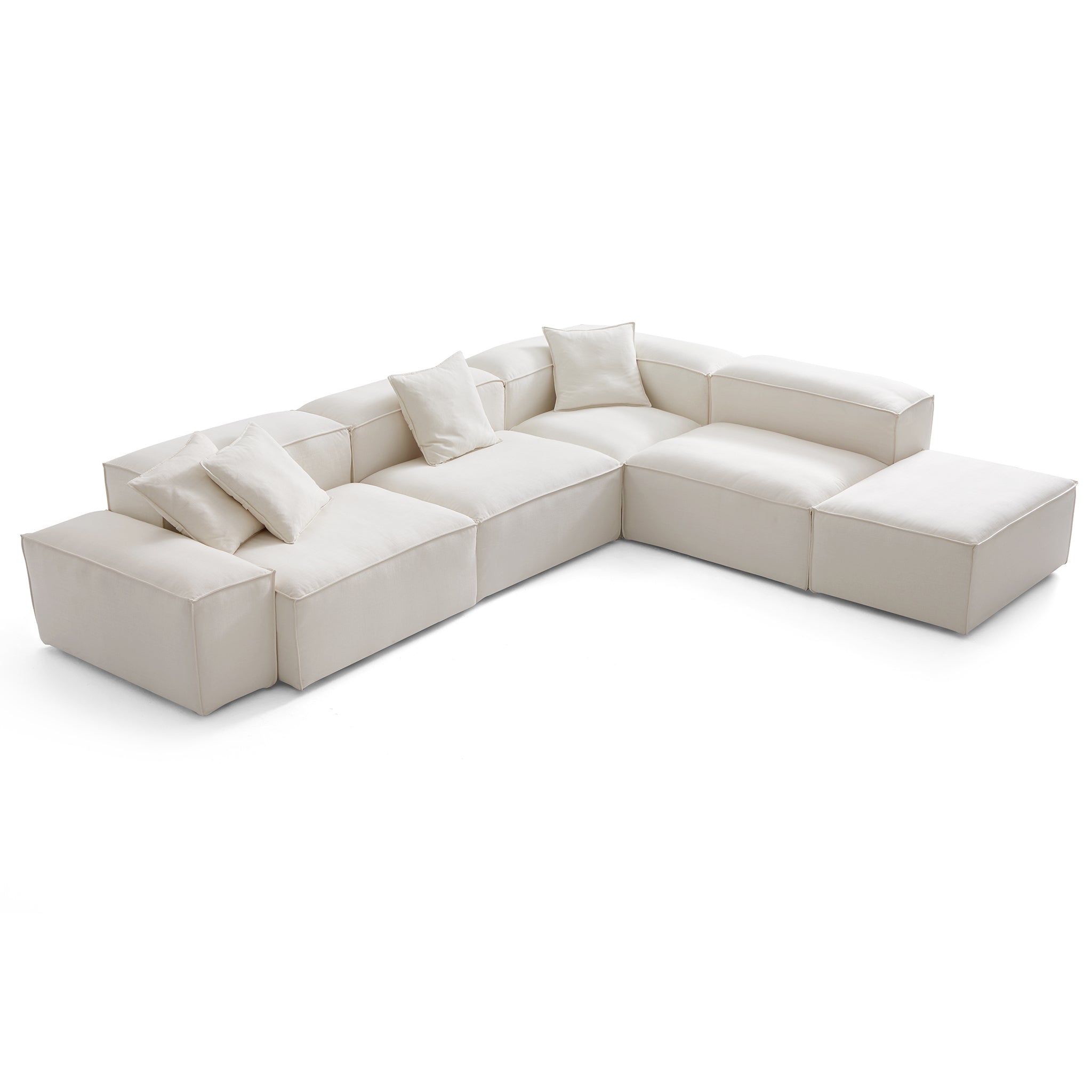 Freedom Modular Beige L-Shaped Sectional and Ottoman