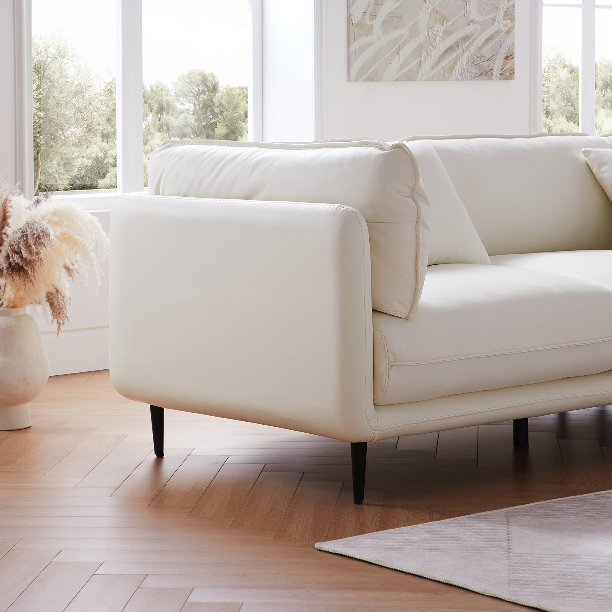 Vanilla White Leather Sectional