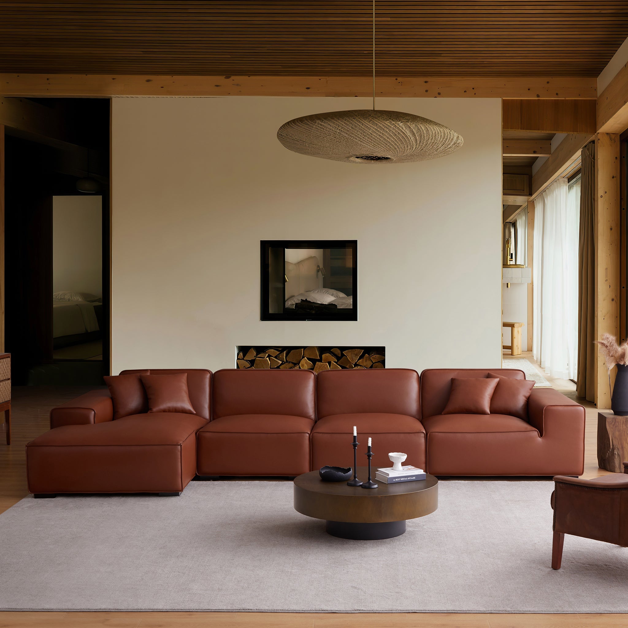 Domus Modular Brown Leather Sectional
