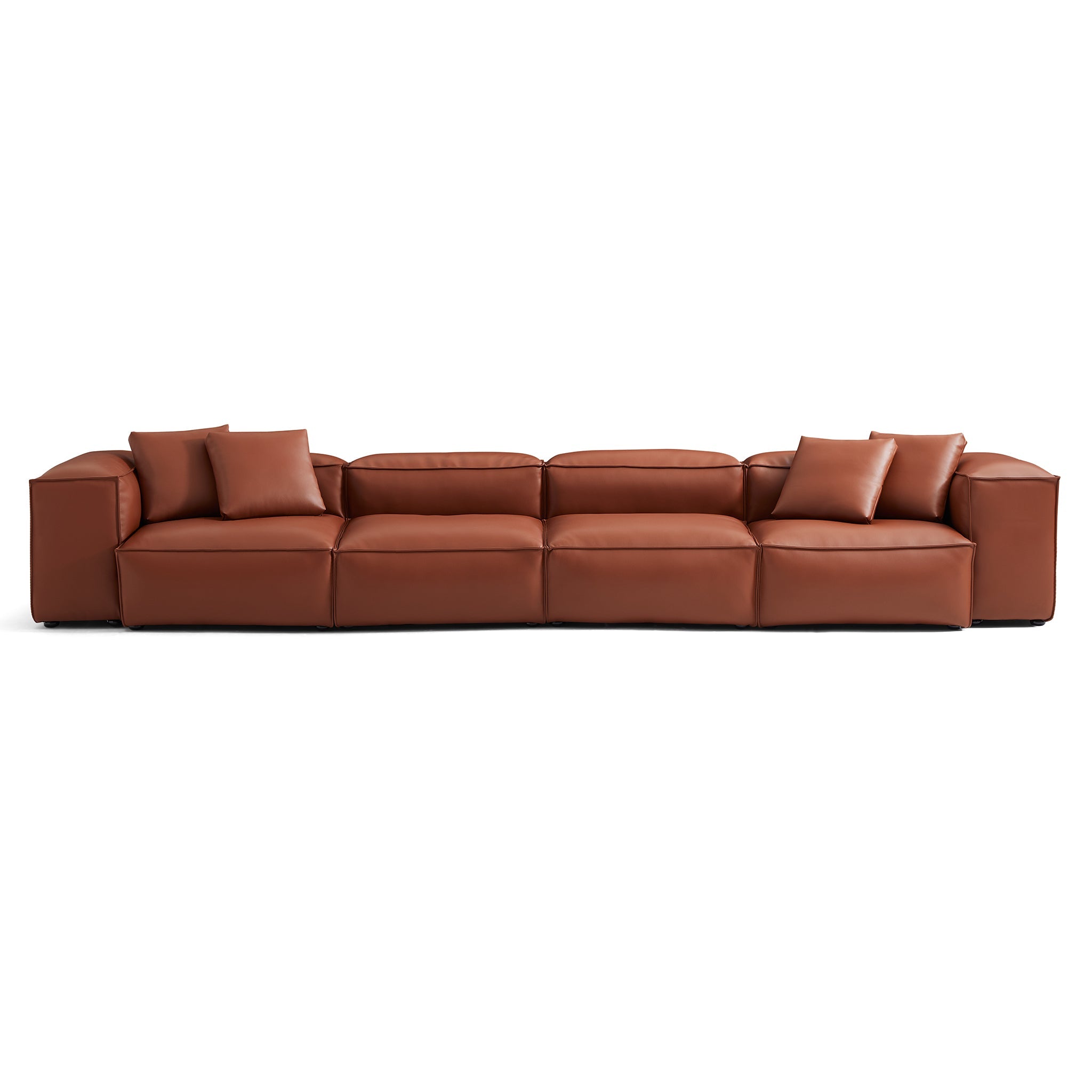 Cube Modular Beige Genuine Leather Sofa
