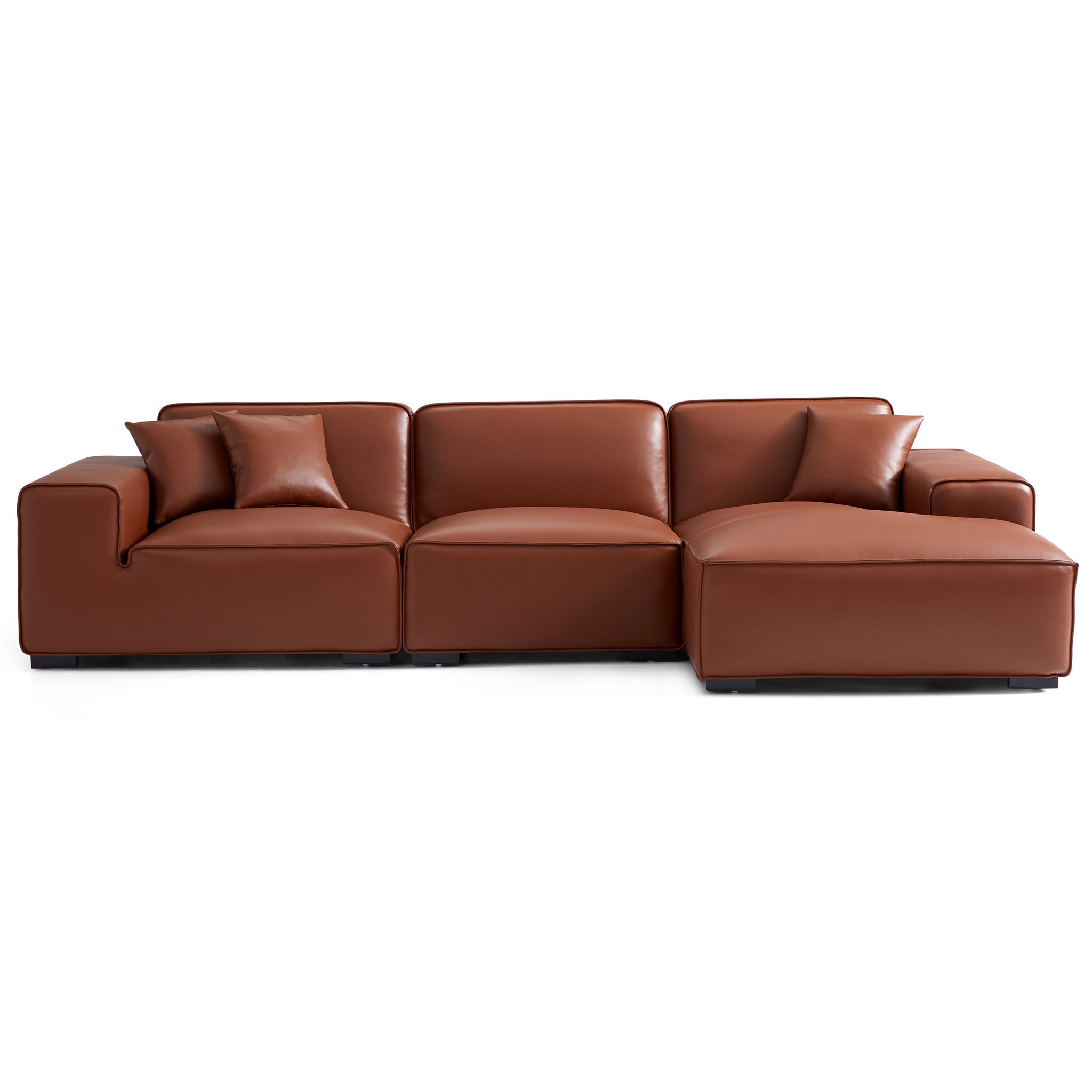 Domus Modular Beige Leather Sectional Sofa