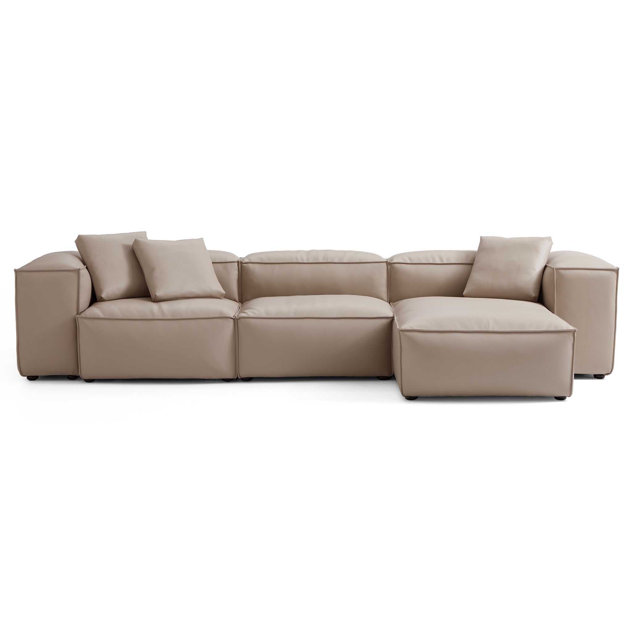 Cube Modular Beige Genuine Leather Sectional