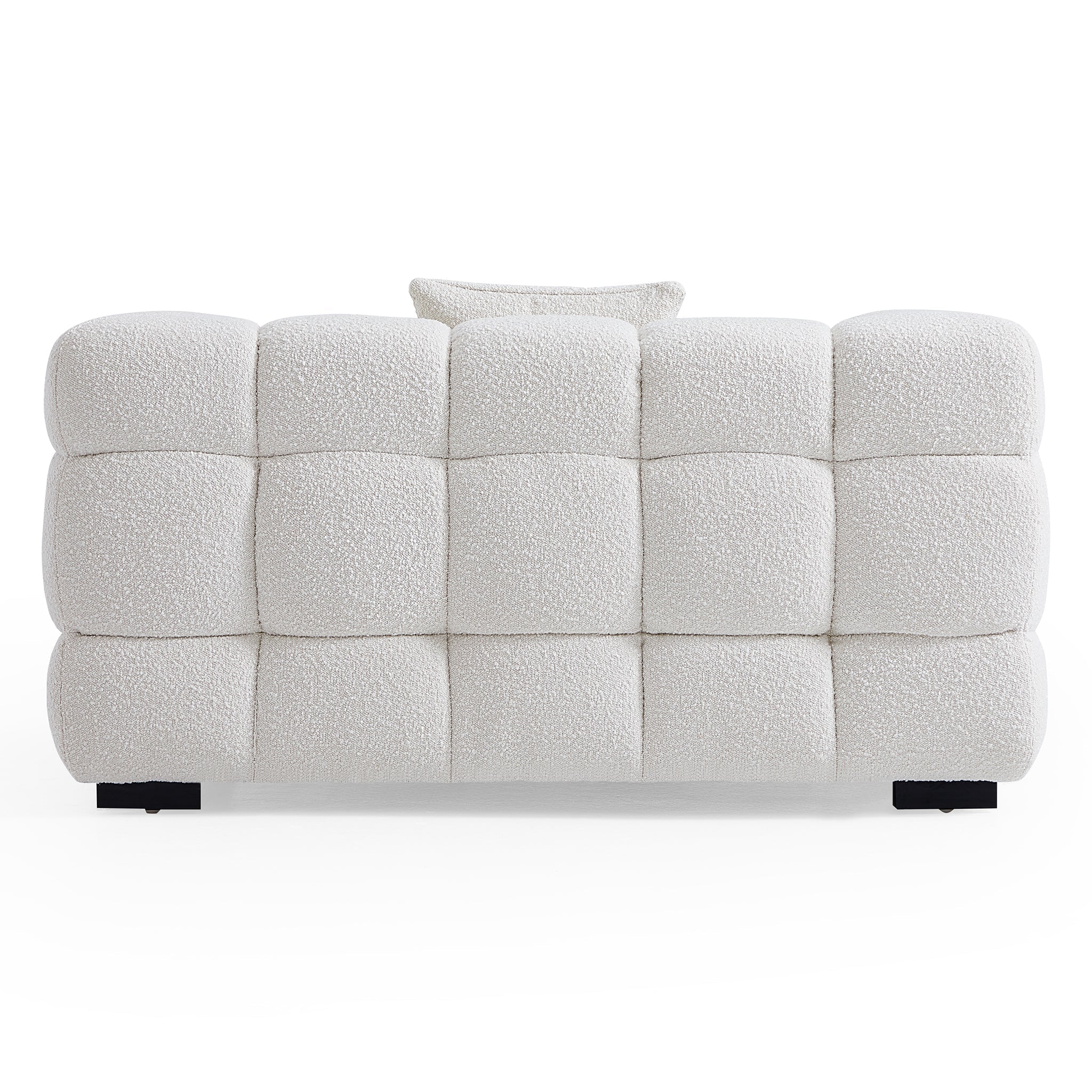 Cushy White Boucle Fabric Tufted Sofa Set