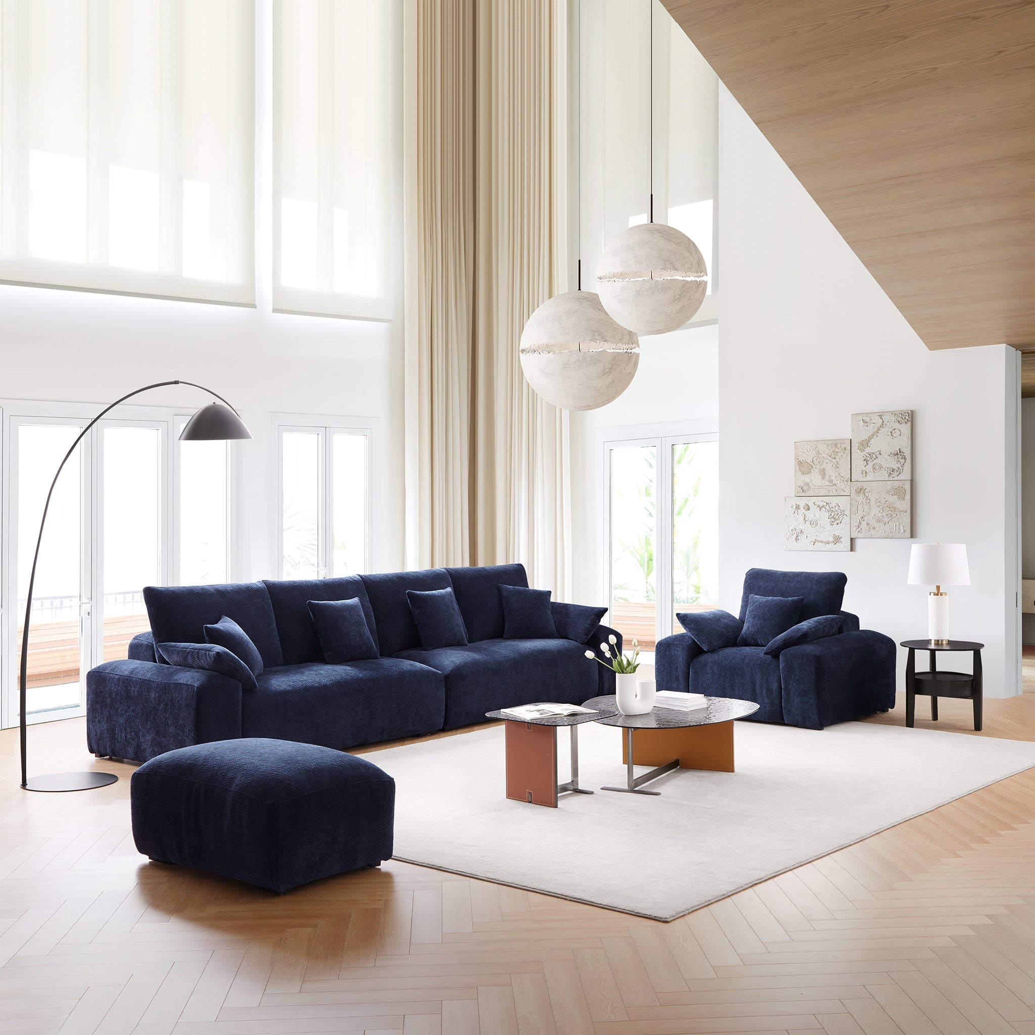 The Empress Navy Blue Sofa Set