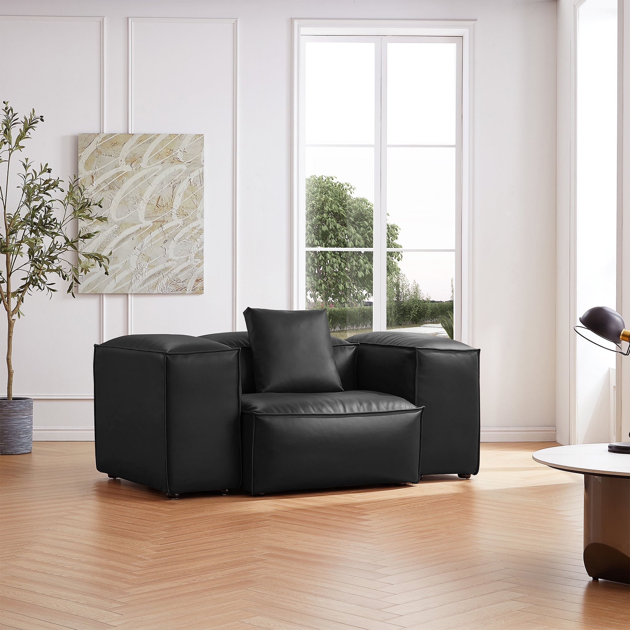 Cube Modular Brown Genuine Leather Armchair