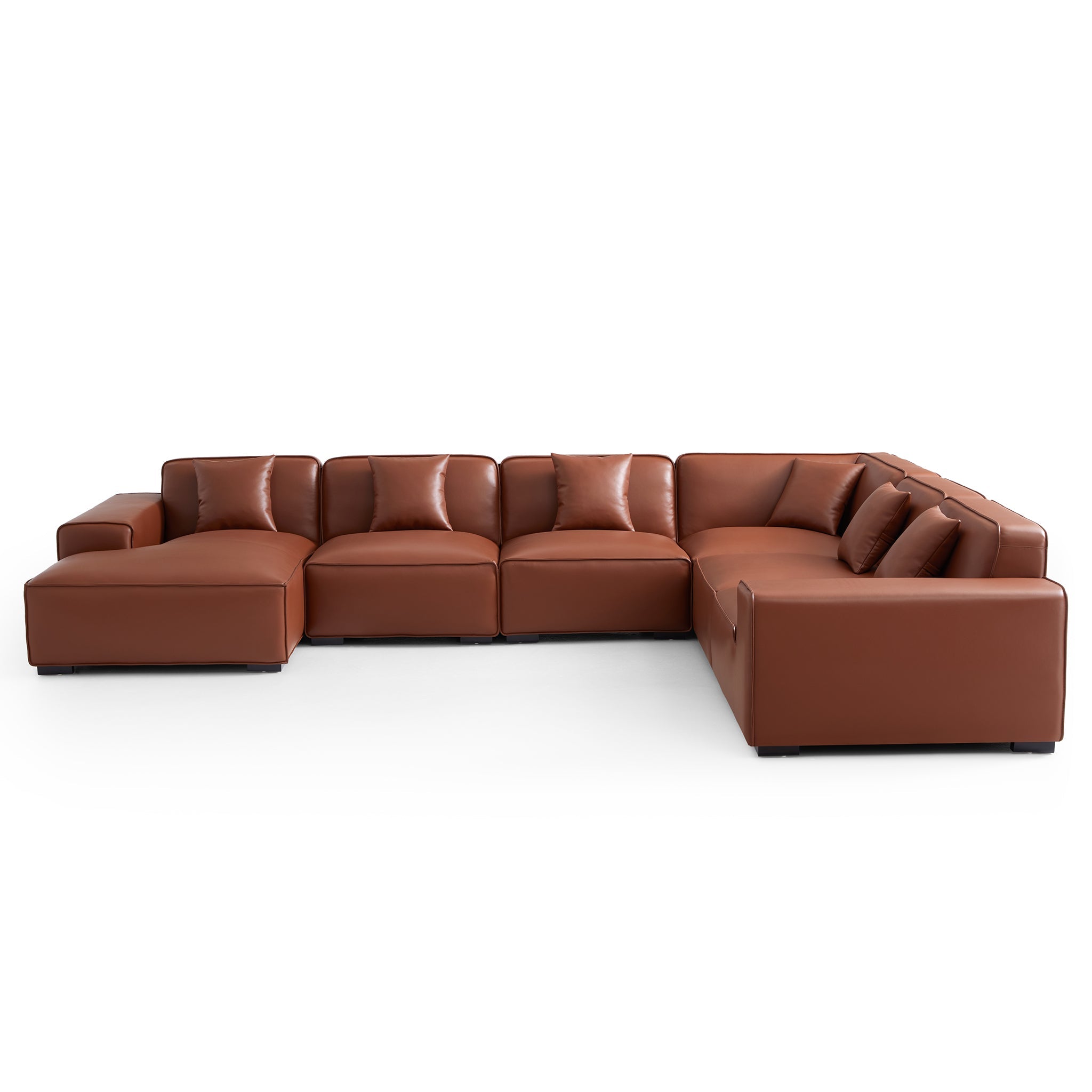Domus Modular Black Leather U-Shaped Sectional