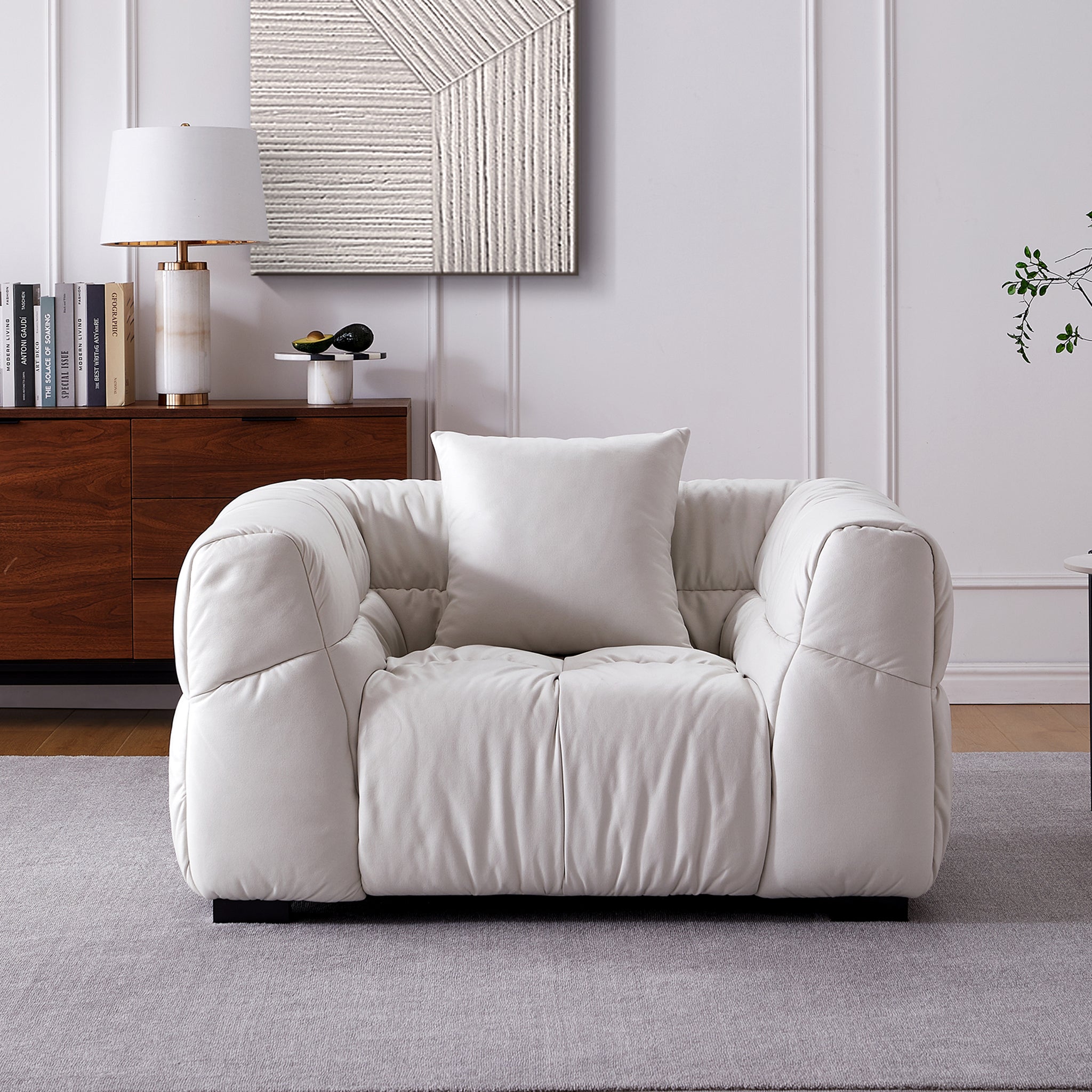 Boba Cream Leathaire Armchair