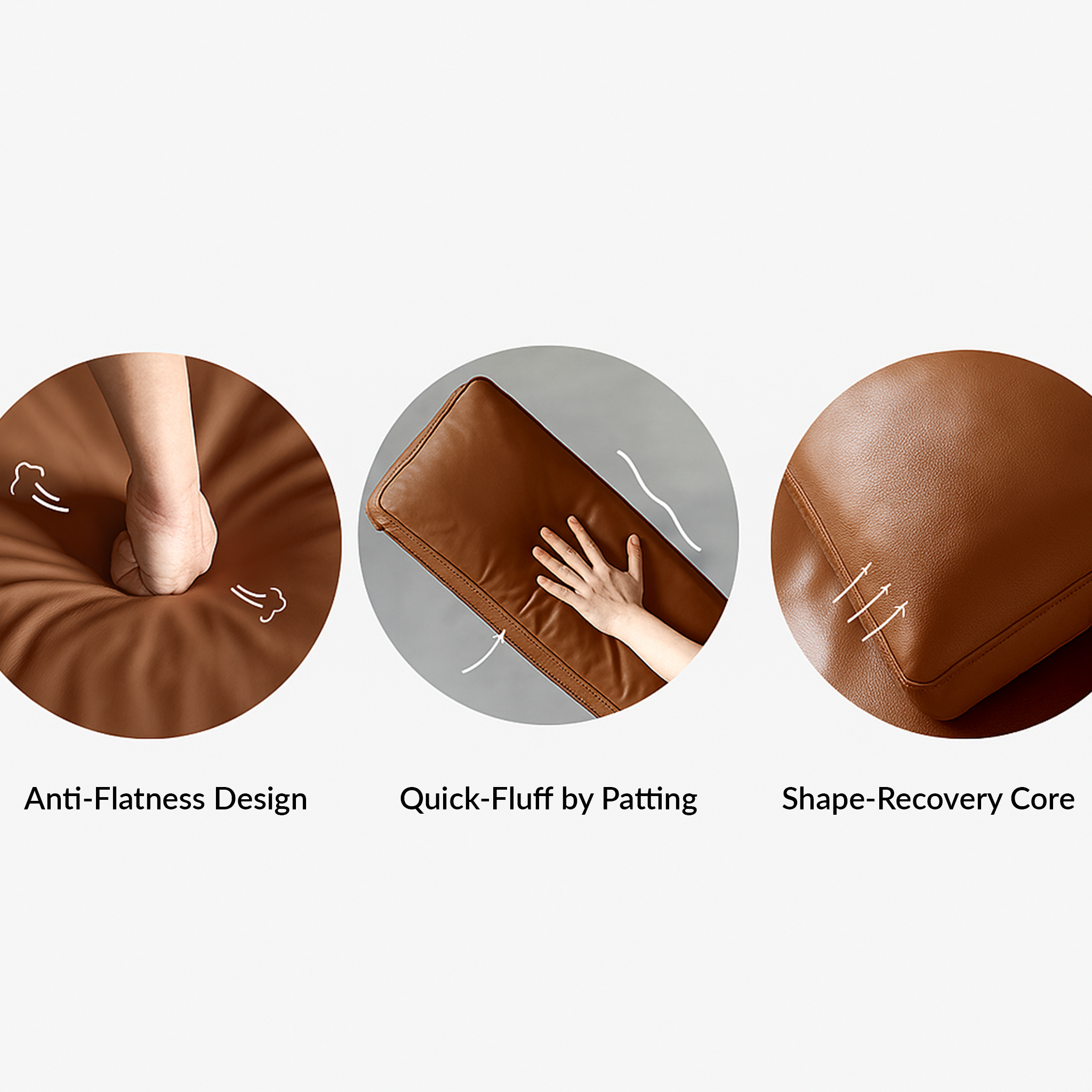 Vanilla Brown Leather U-Shaped Sectional