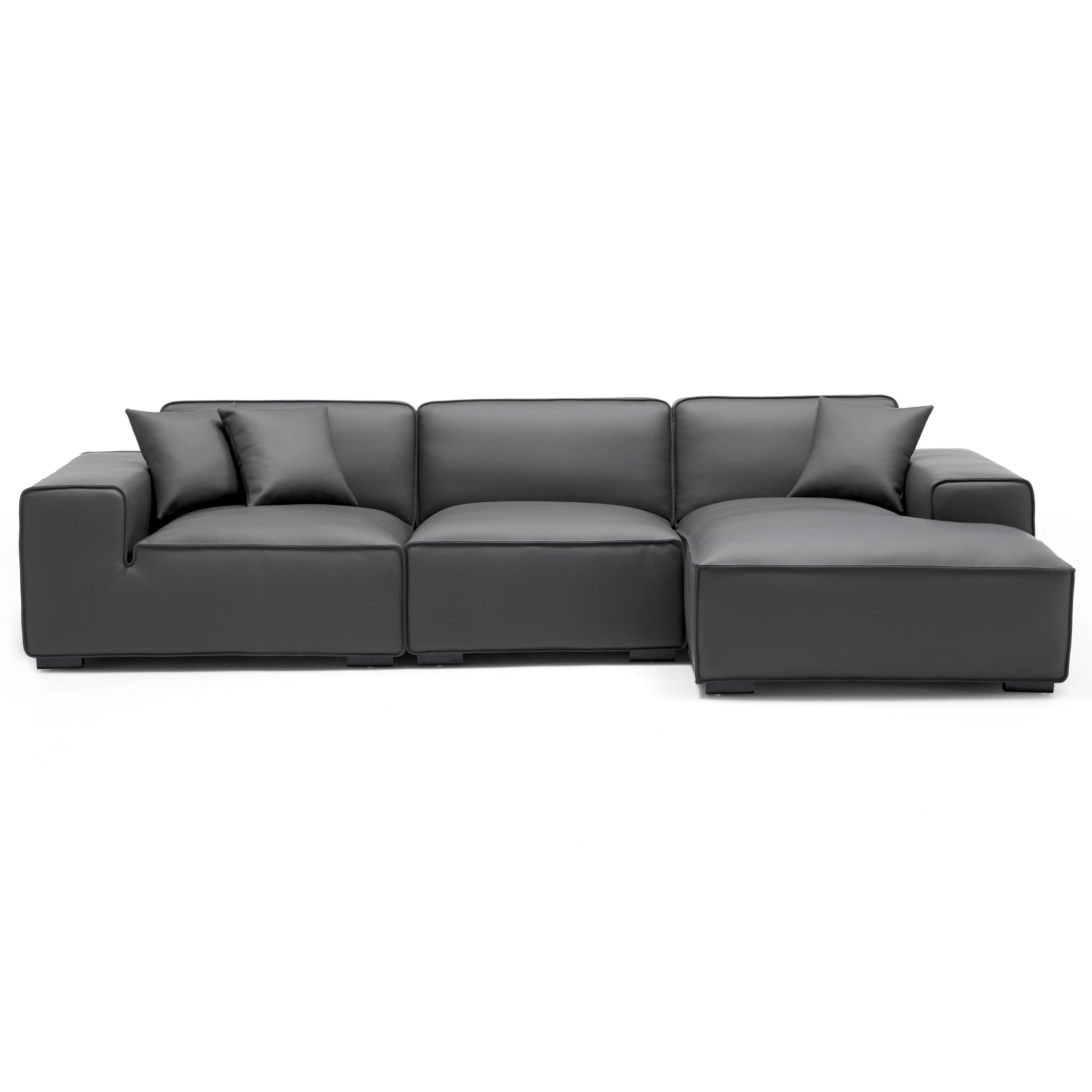 Domus Modular Black Leather Sectional Sofa