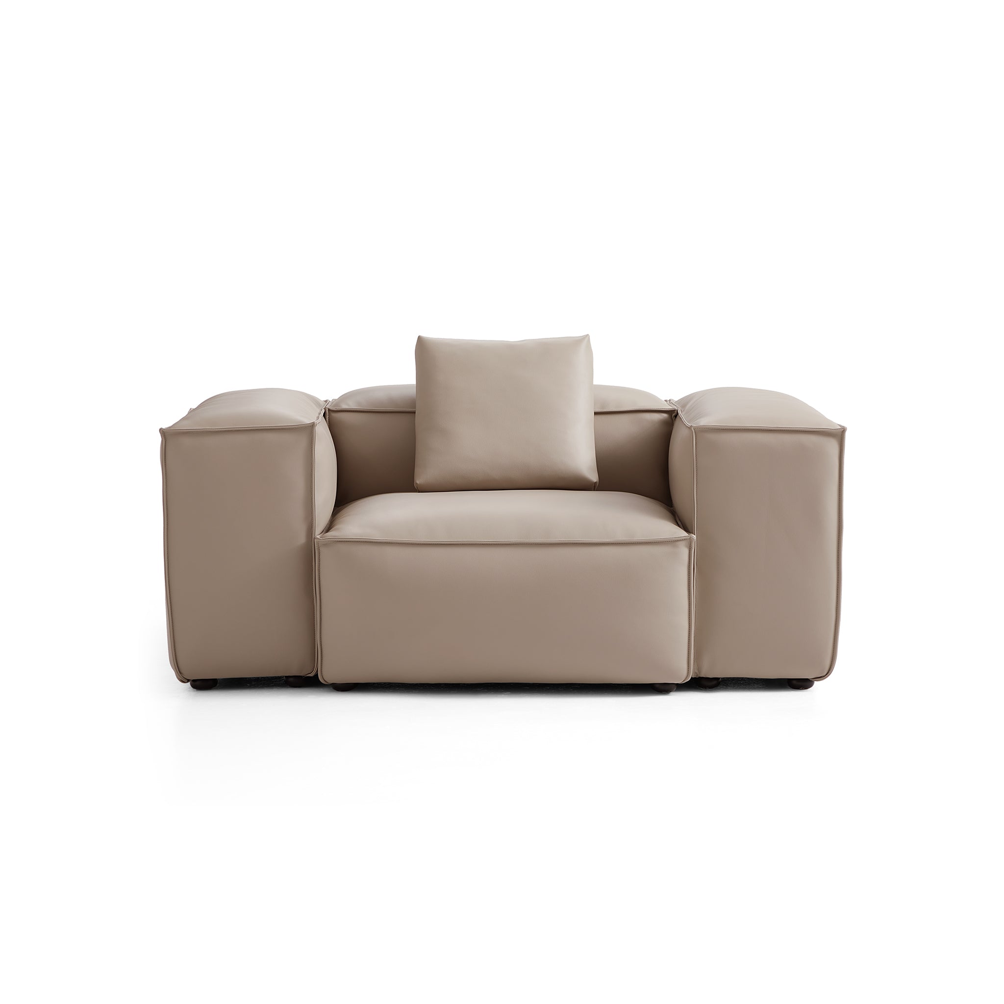 Cube Modular Beige Genuine Leather Armchair