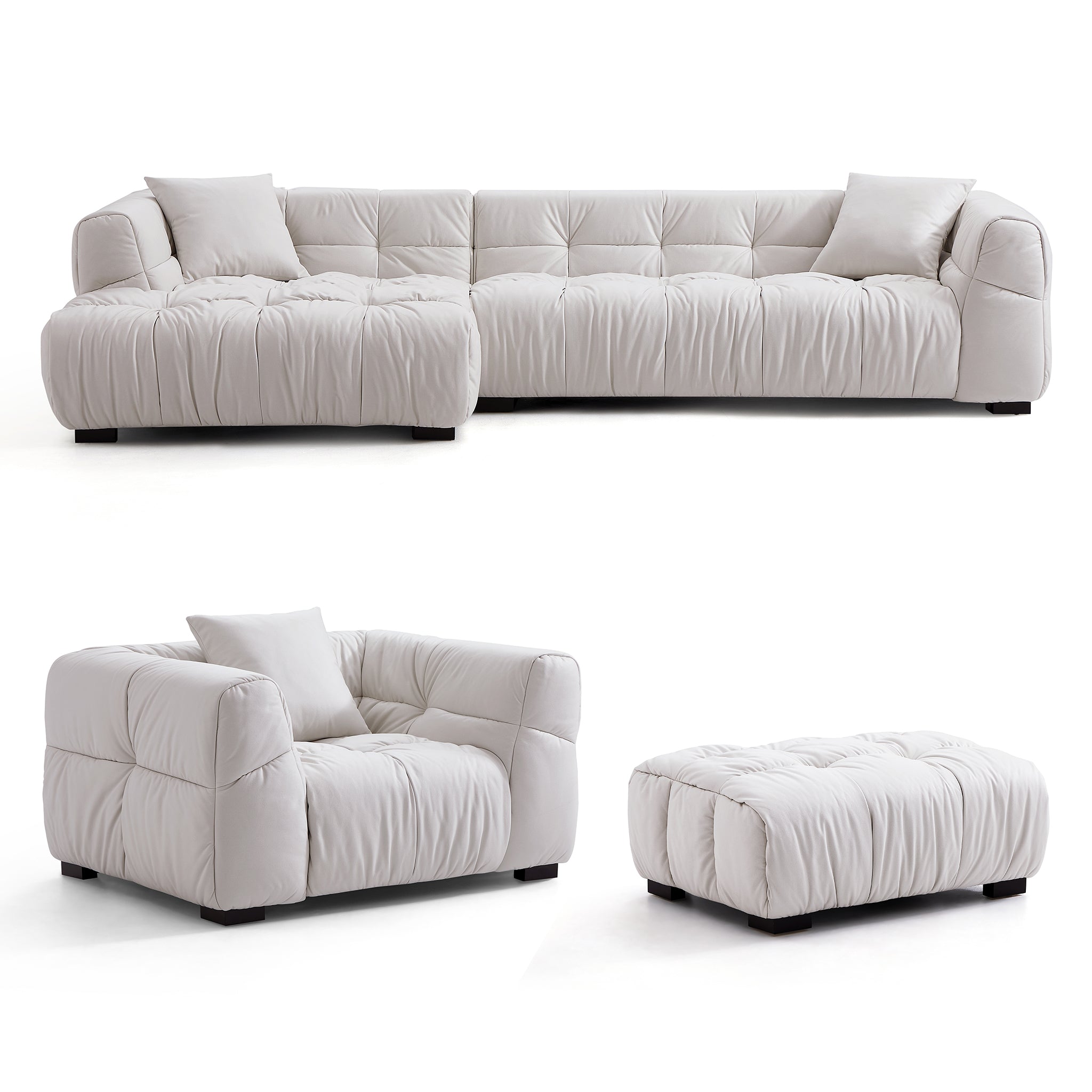 Boba Black Leathaire Sectional Set
