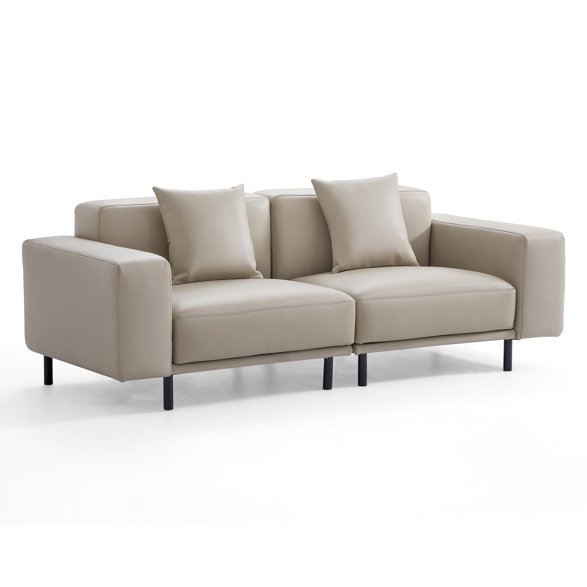 Noble Beige Leather Sofa Set and Ottoman