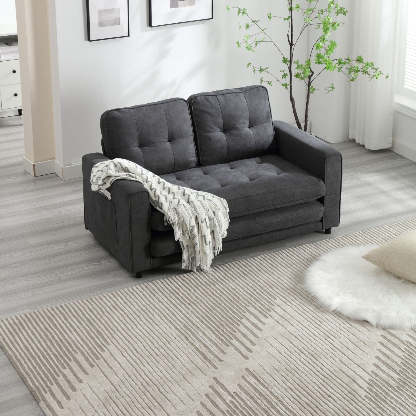 Canapé-lit convertible 3 places en velours moelleux - 31,10 x 55,00 x 31,00