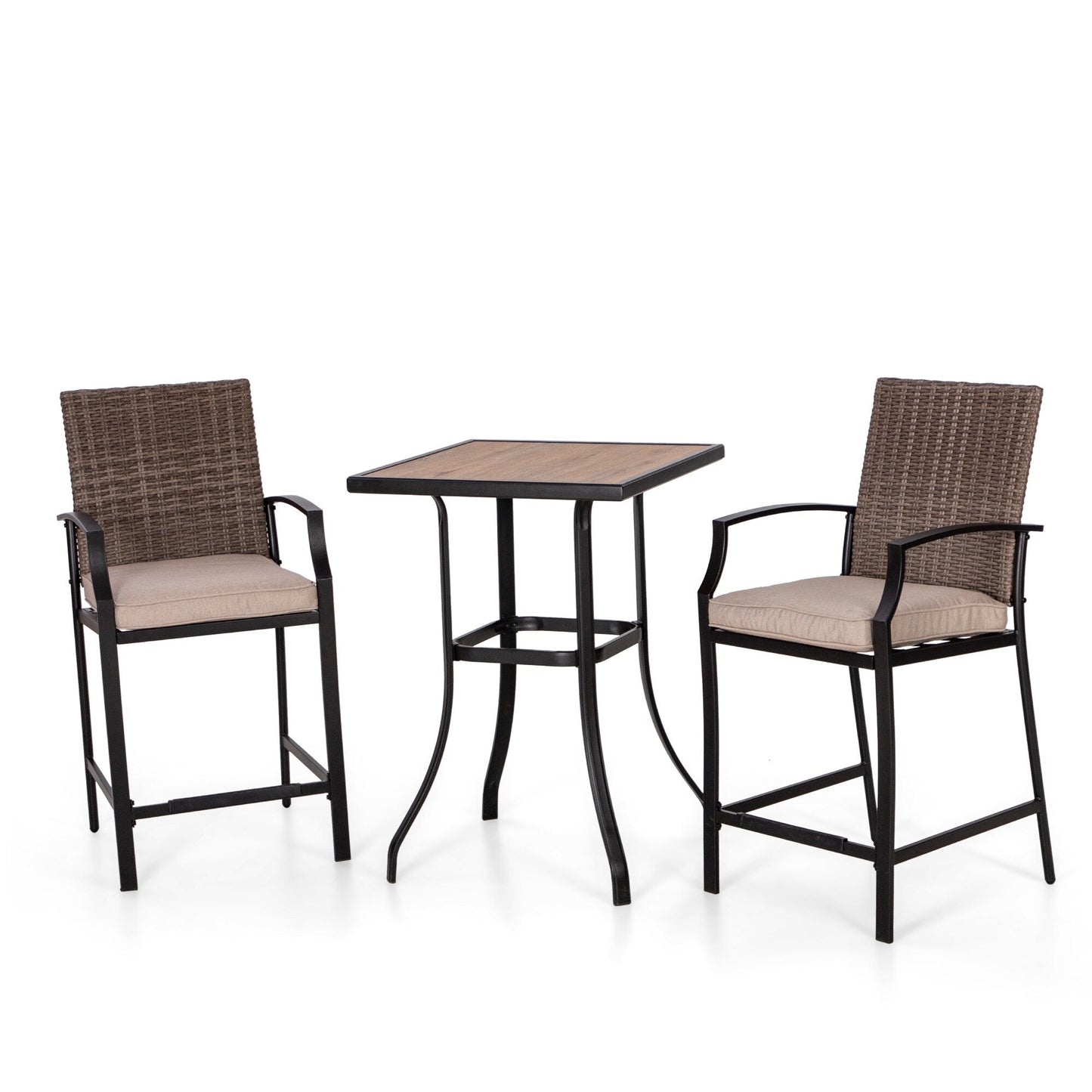 Ensemble de 3 tabourets de bar pivotants et table bistro d'extérieur MAISON?ARTS