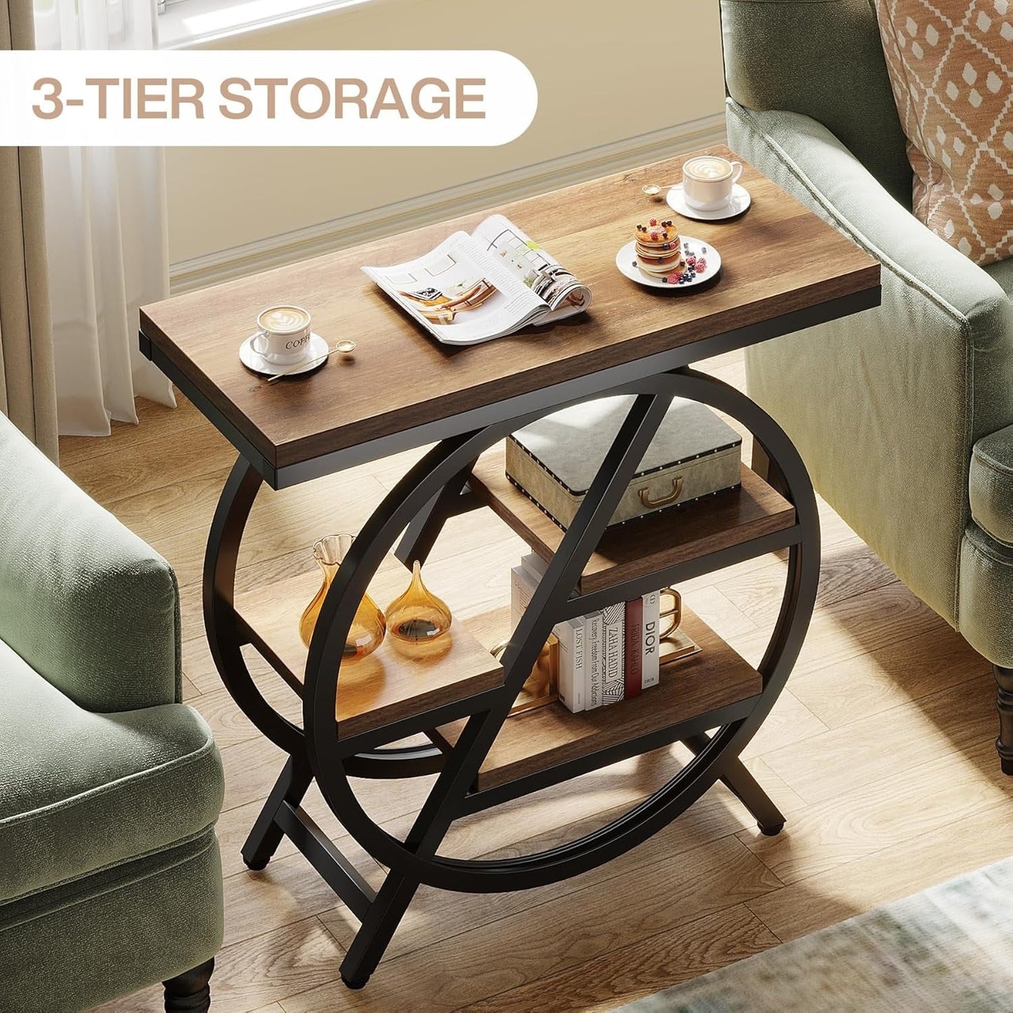 Table d'appoint à 3 niveaux avec rangement pour salon