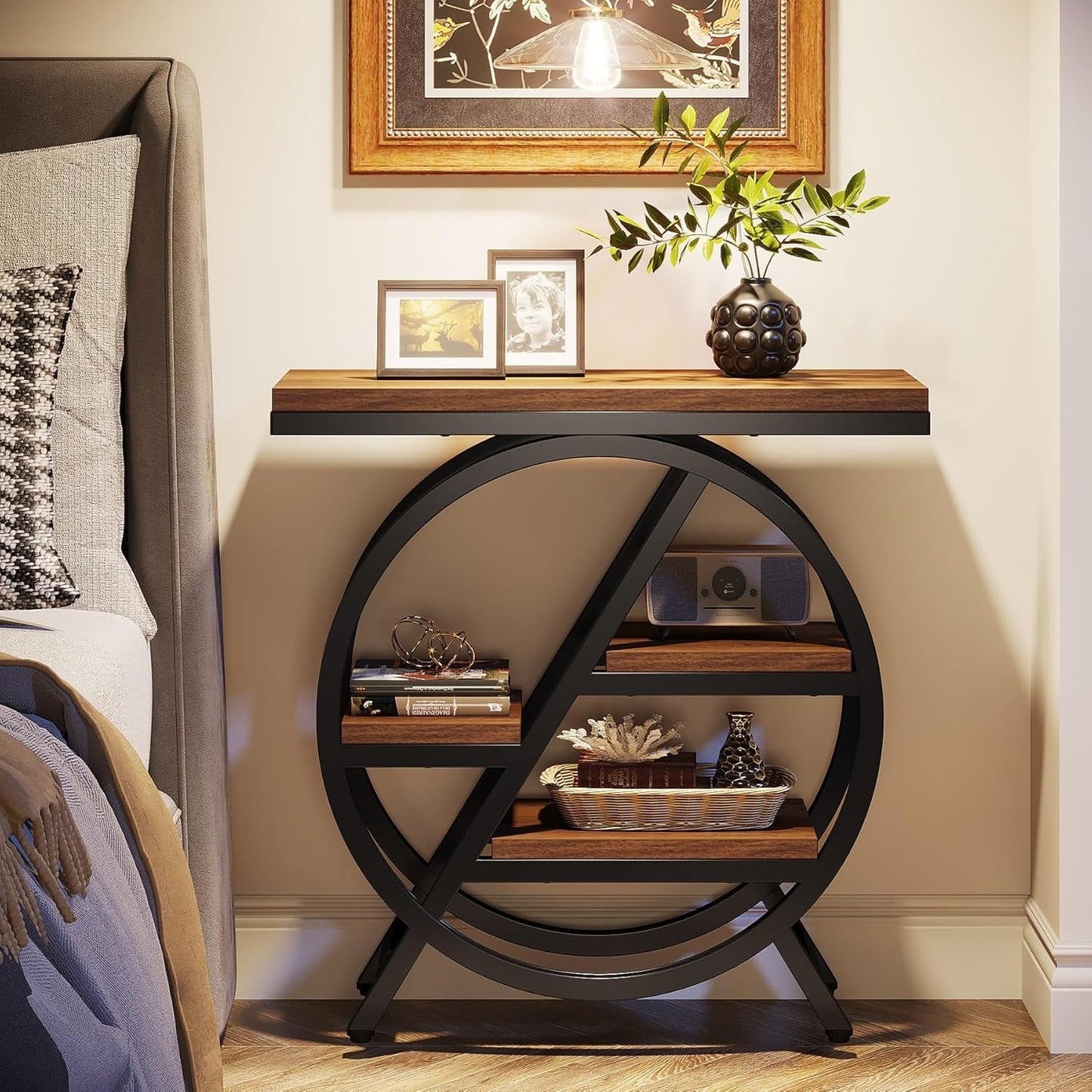 Table d'appoint à 3 niveaux avec rangement pour salon